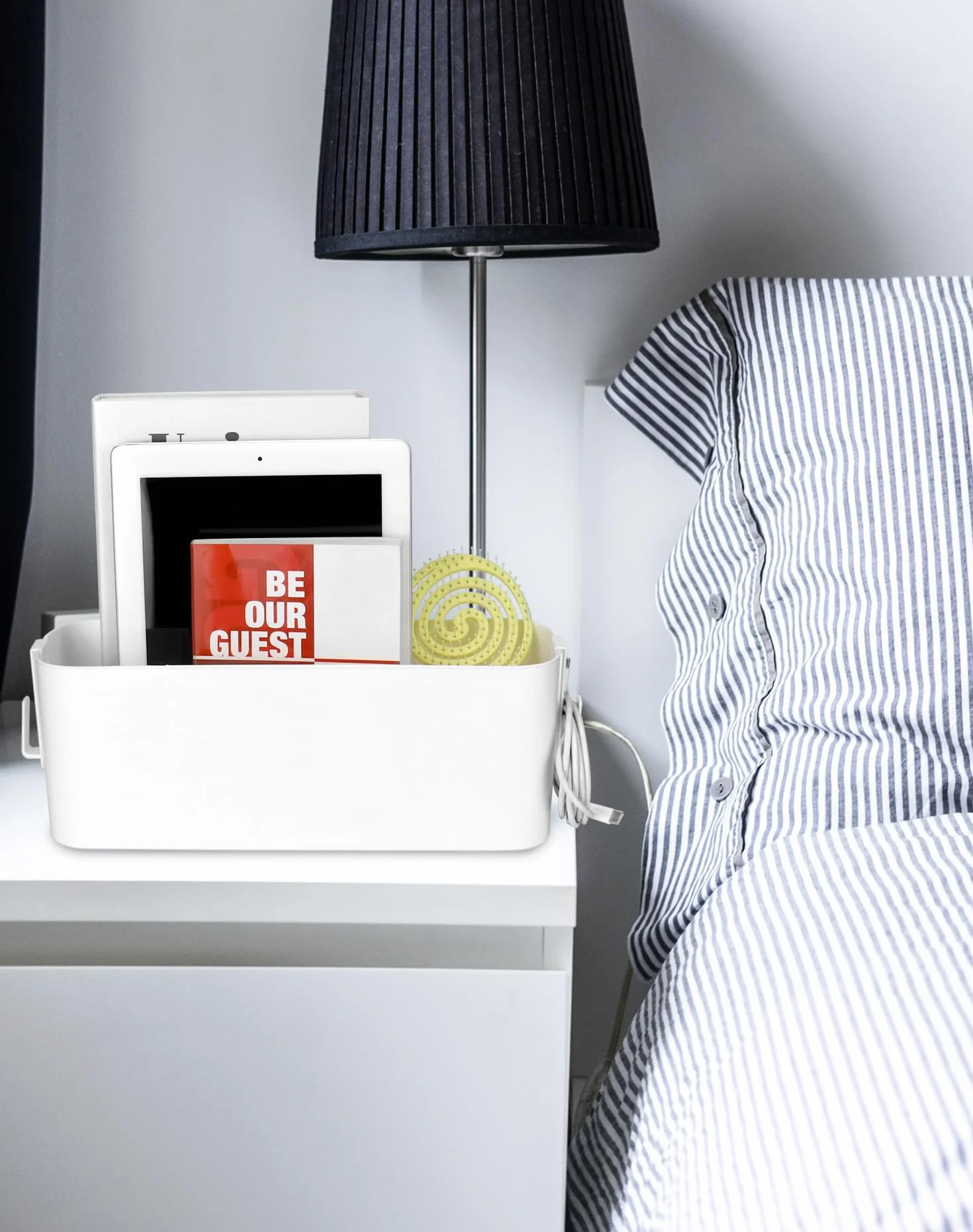 QWORK® 2 pezzi cesto portaoggetti da appendere con ganci rimovibili, organizer per appendere il letto, per libri, telefoni, accessori
