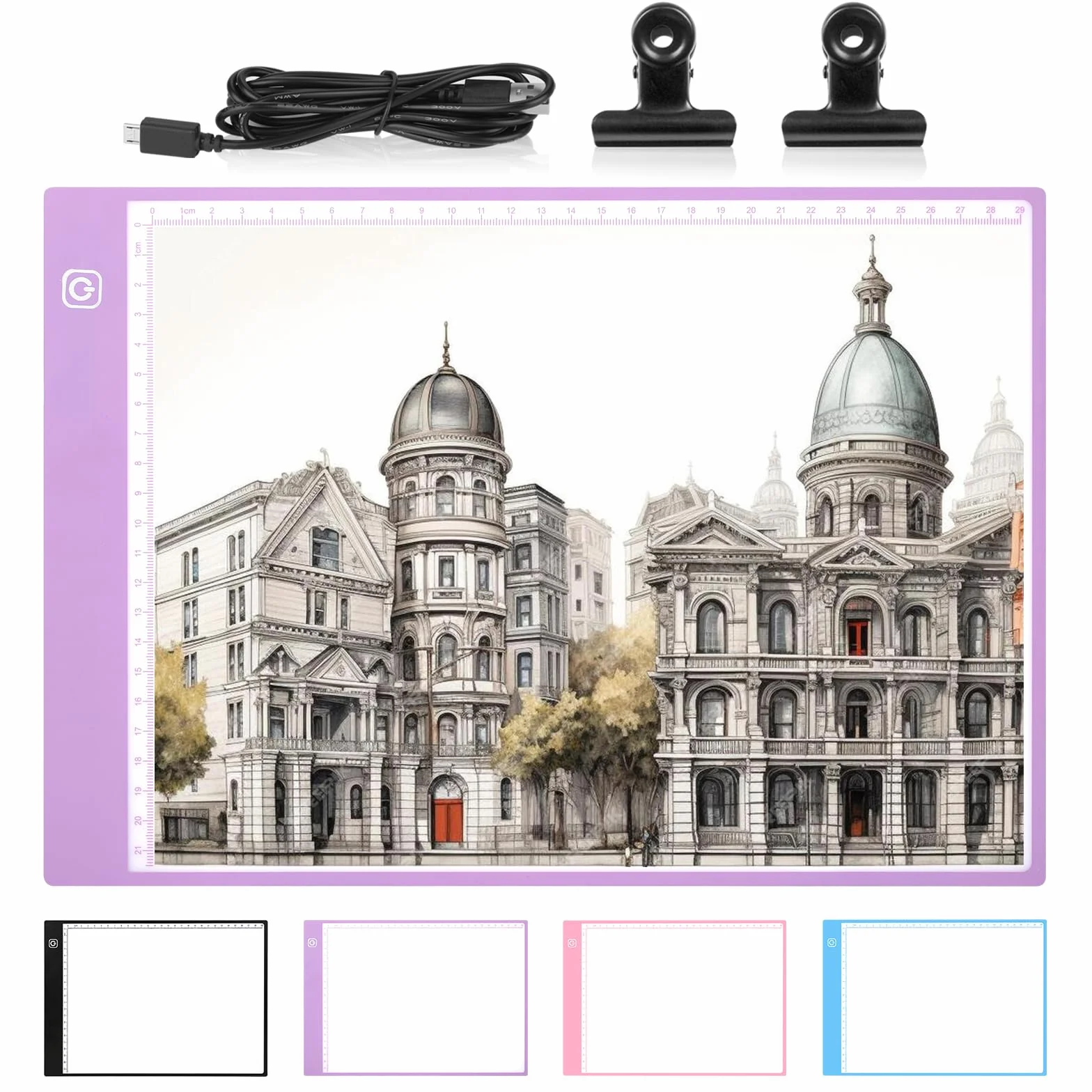 Damcyer LED Tavoletta Luminosa A4, Lavagna Luminosa per Disegnare, Light Board Acrilico con Luminosità Regolabile, Ultrasottile Lavagna Luminosa per Pittura Diamante, Animazione, Progettazione, Viola