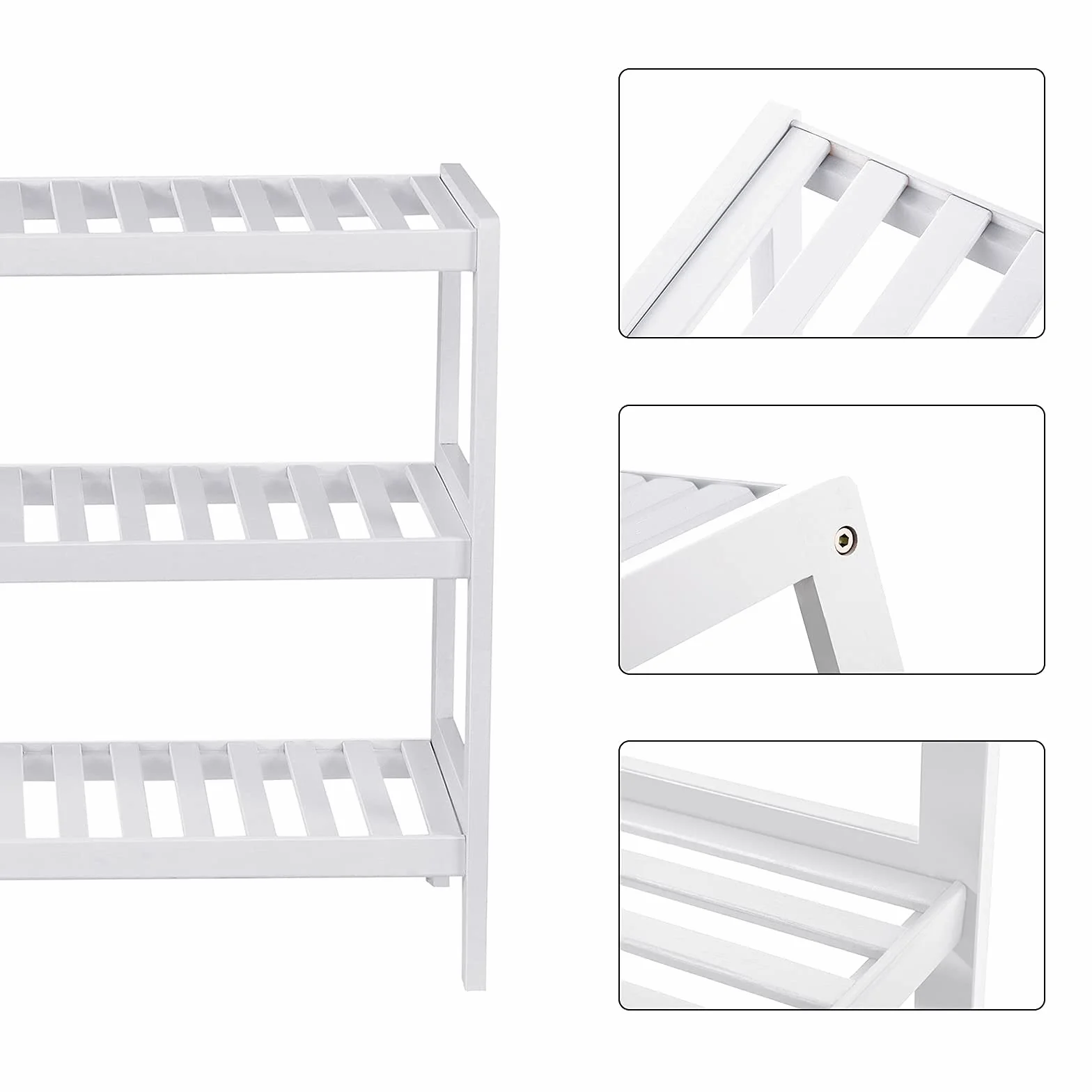 SONGMICS Scarpiera Ingresso, 3 Ripiani, Scaffale Portascarpe in Legno di Bambù Slim, Soggiorno, Corridoio, Camera da Letto, Bagno, 26 x 70 x 55 cm, Bianco LBS13W