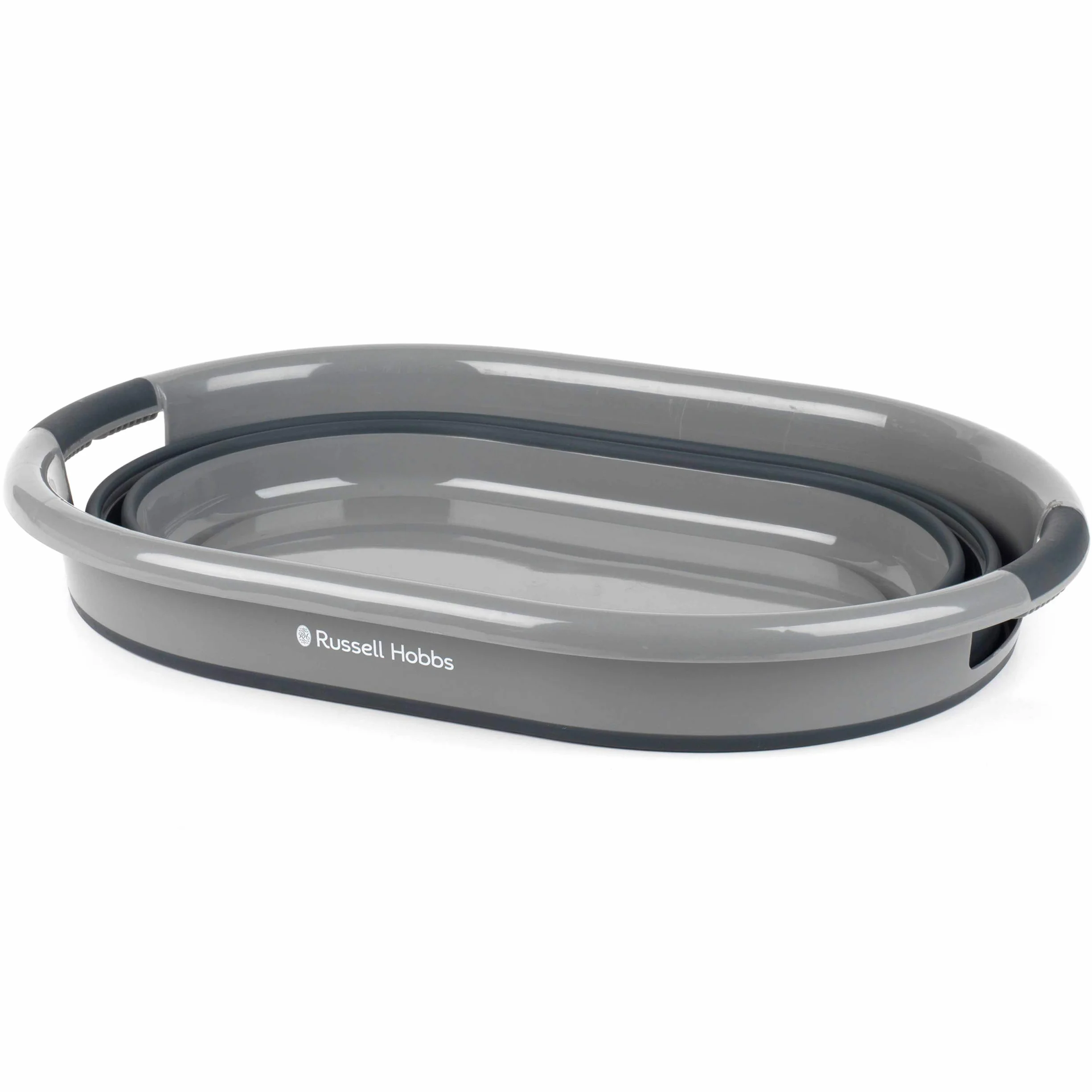 Russell Hobbs LA053879GRYEU cesto della biancheria in plastica con Maniglie di facile presa, 27L cestello di lavaggio, Design durevole e pieghevole, risparmio di spazio e facile da pulire, nero/grigio
