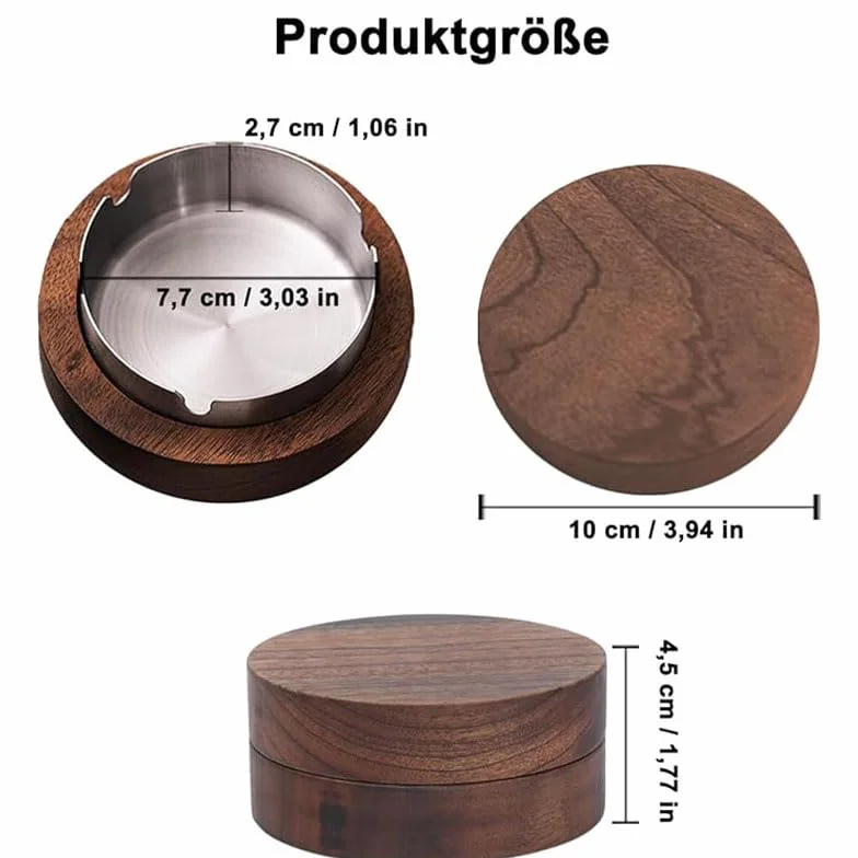 Posacenere antivento in legno con coperchio antiodore Nero