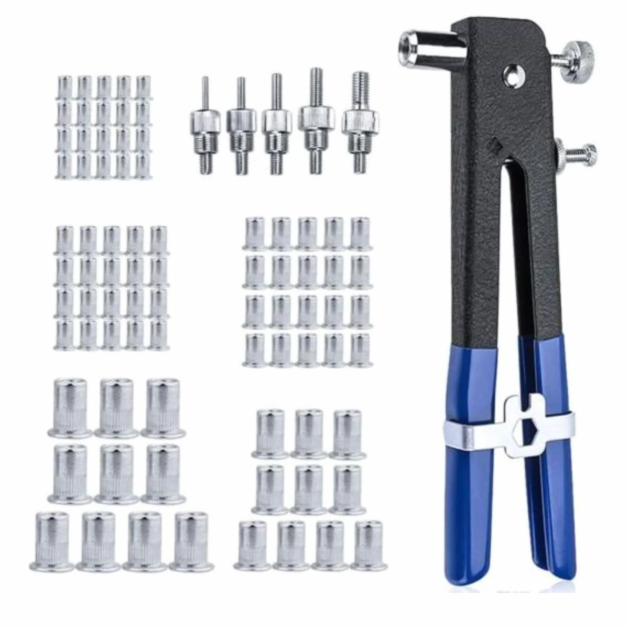 Kit Rivettatrice Inserti Filettati con 86 pezzi 5 adattatori 4/5/6/8mm Dadi Rivetti M3 M4 M5 M6 M8 Professionale Pinza Manuale Rivetti Filettati Riparazione Auto Rimorchi Mobili ergonomica DR