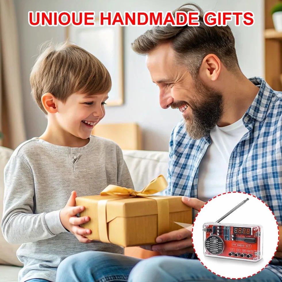 Kit per esercizi di saldatura elettronica con radio digitale e display, kit per elettronica fai da te con modulo di ricarica per principianti, studenti e formazione STEM, pratico set di apprendimento