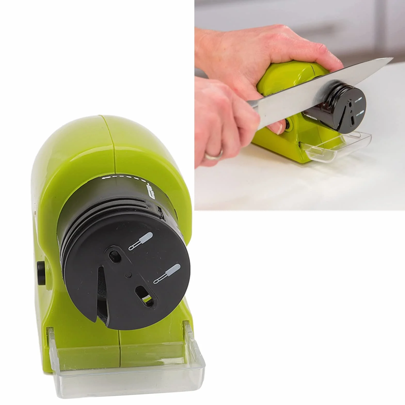 Electric Knife Sharpener, Automatic Knife Sharpening Machine for Kitchen Use, Swifty Sharp Black Quick Sharpening Tool No Battery Required