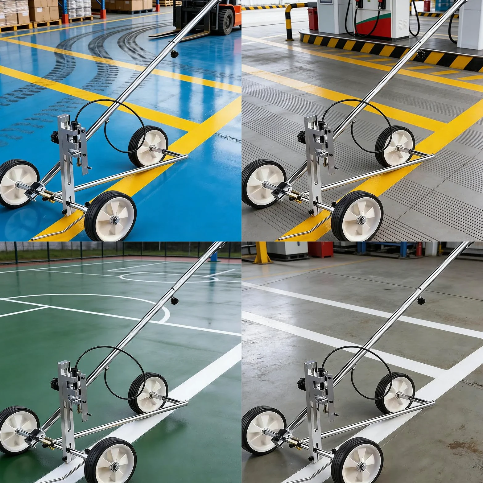 Macchina per la marcatura stradale, efficiente, a pressione manuale, con vernice spray a freddo, per marcature accurate su strade e piste d'erba, marcatore di linee di trasferimento delle ruote