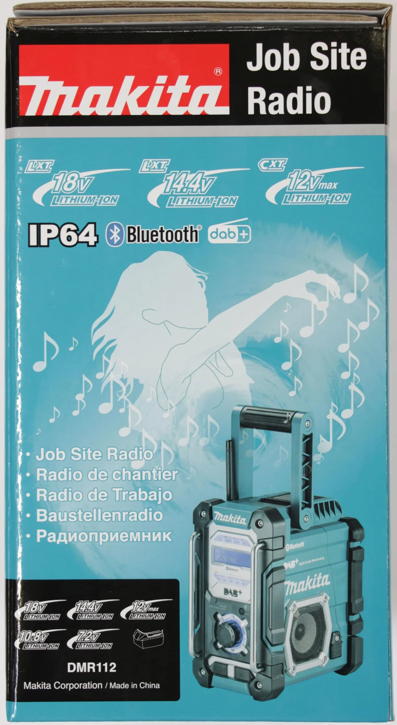 Makita DMR112 Radio da cantiere DAB/DAB+, agli ioni di litio, con Bluetooth, batterie e caricabatterie non inclusi