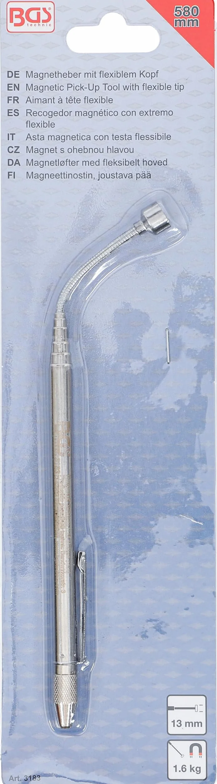 BGS 3183 | Asta magnetica con testa flessibile | 580 mm | forza di trazione 1,6 kg