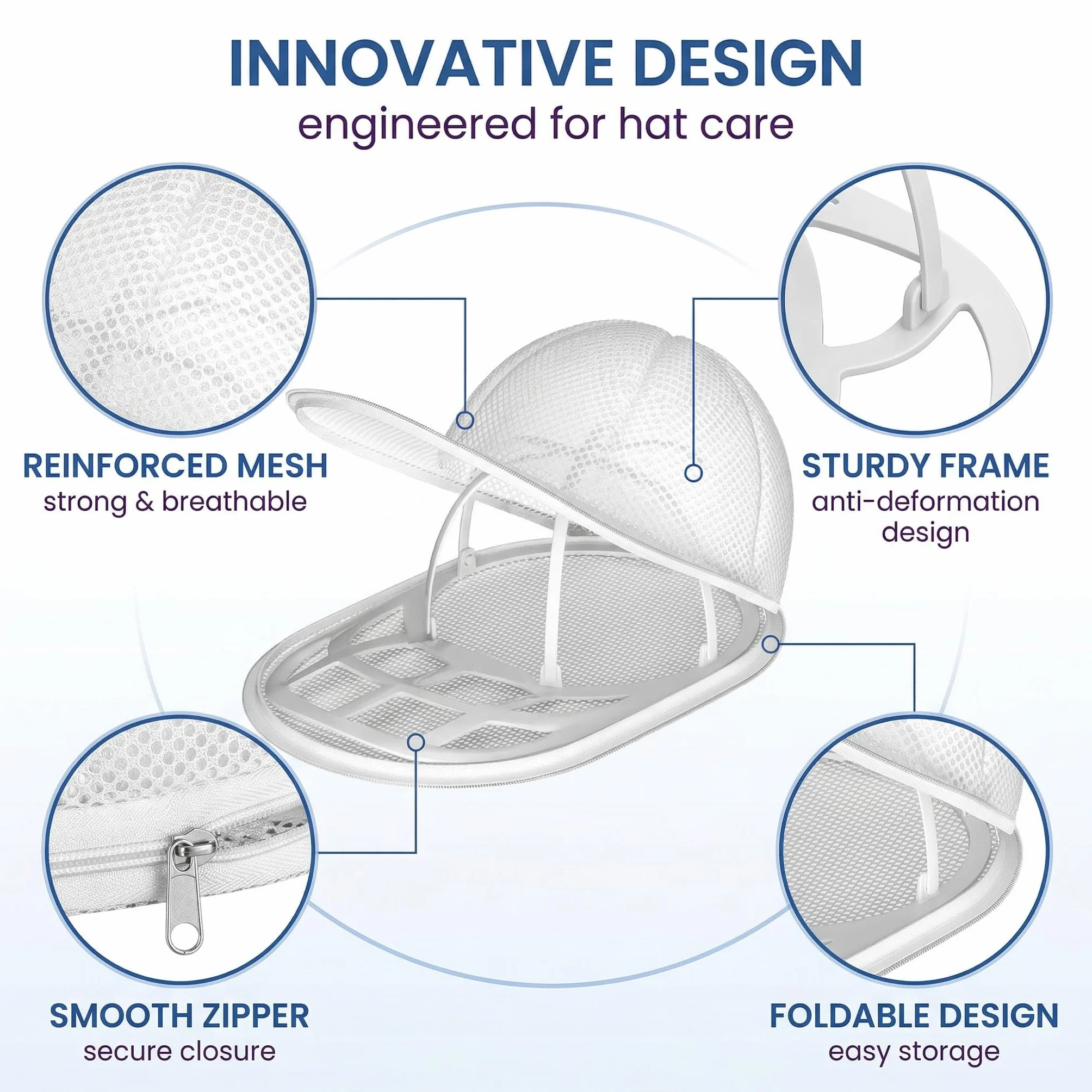 Porta Cappellini con Visiera per Lavatrice e Lavastoviglie, Supporto Porta Cappelli in Plastica Resistente, Bianco