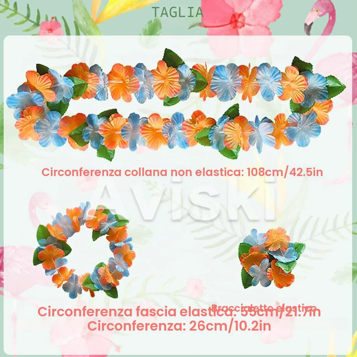Aviski 32 pezzi Leis decorazioni collana di fiori, braccialetti a fascia per feste hawaiane tropicali beach party hawaiano notte bar vacanza spiaggia