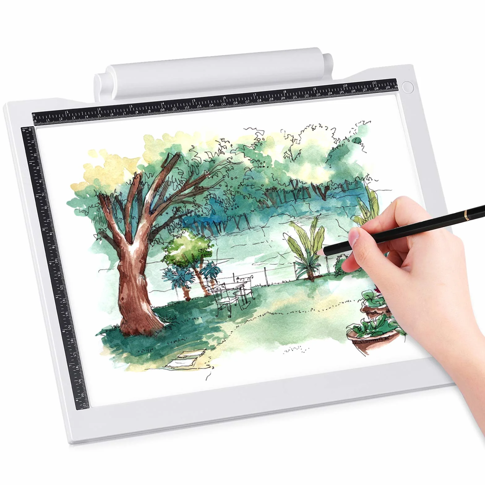 AGM Scatola luminosa a LED, formato A4, tavoletta grafica, pad digitale, tablet copyboard, luminosità regolabile per tracciare disegni con supporto rimovibile