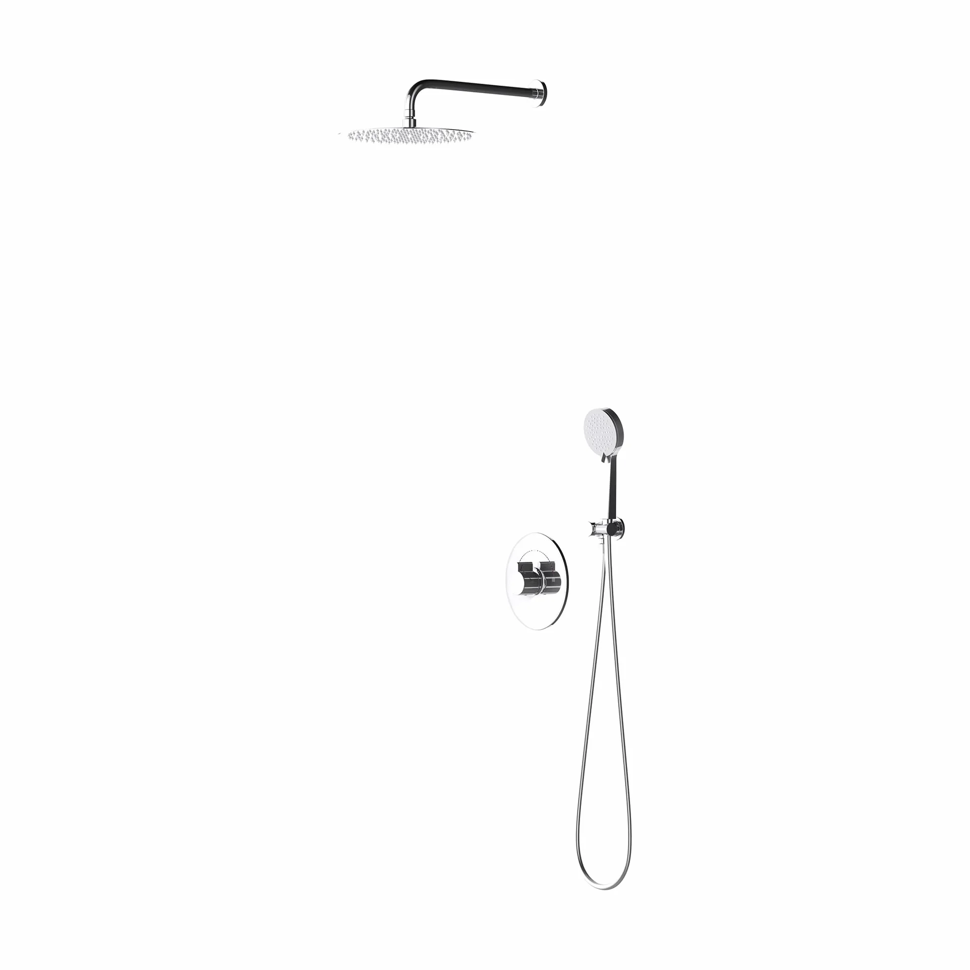 doporro Soffione Doccia a Pioggia Tondo da Parete(Ø 40cm),Set Doccia con Doccia a Mano e Pioggia Soffione Doccia con 1.5M Flessibile Doccia
