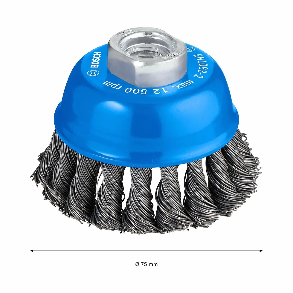 Bosch 1x Spazzola a tazza PRO Metal heavy piccole, filetto M14 (per Acciaio, Ø 75 mm, Professional Accessorio Smerigliatrice angolare piccola)