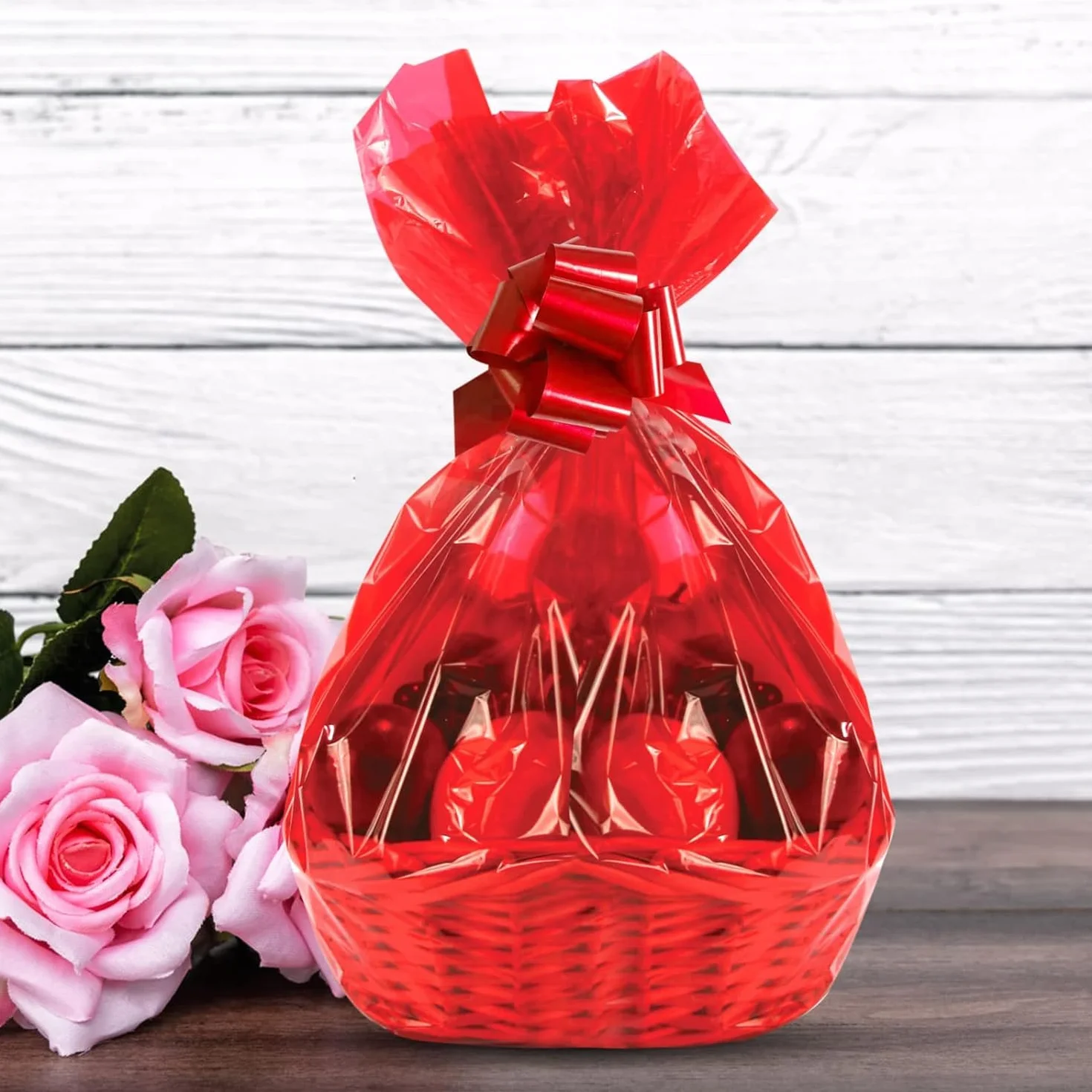 YSTrillion Involucro di Cellophane,1Roll Rotolo di Red Cellophane Trasparente per Confezioni,Ideale per Fiorist,Artigianato,Bouquet di Fiori (40cm x 30m)