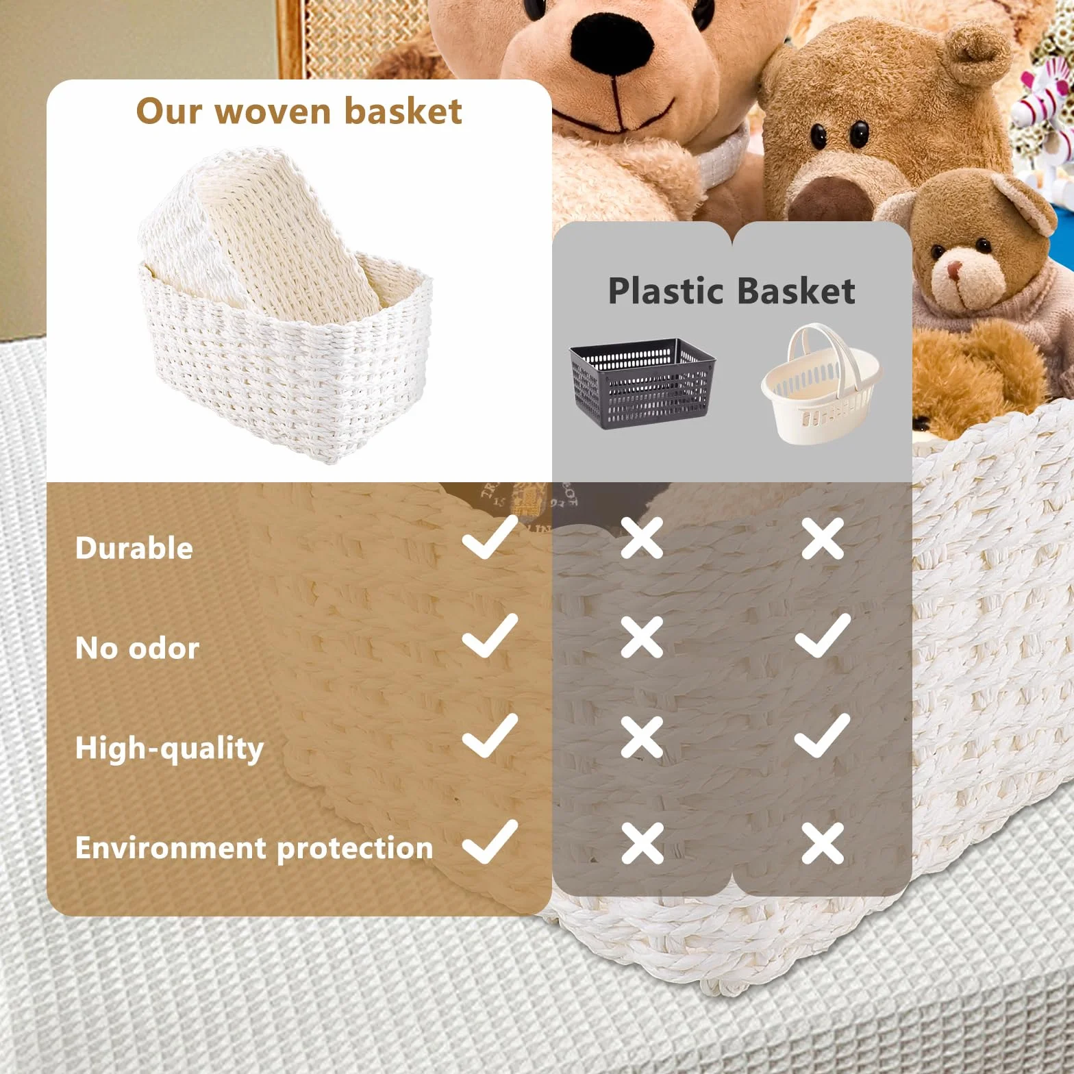 Cestino Portaoggetti 4 Pack Organizzatore Bagno Impilabile per Neonati