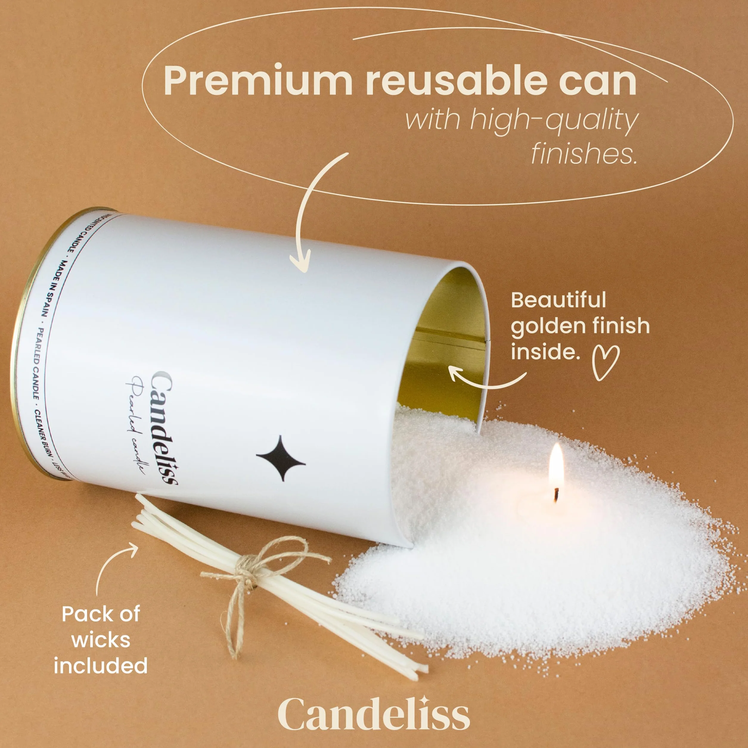 CANDELISS Kit per Candela di Sabbia 0,5kg. Granelli di cera sabbia per candele in polvere di candela perle a granelli Pearled candle pearls sand wax candle Candele perlate decorative (Premium)