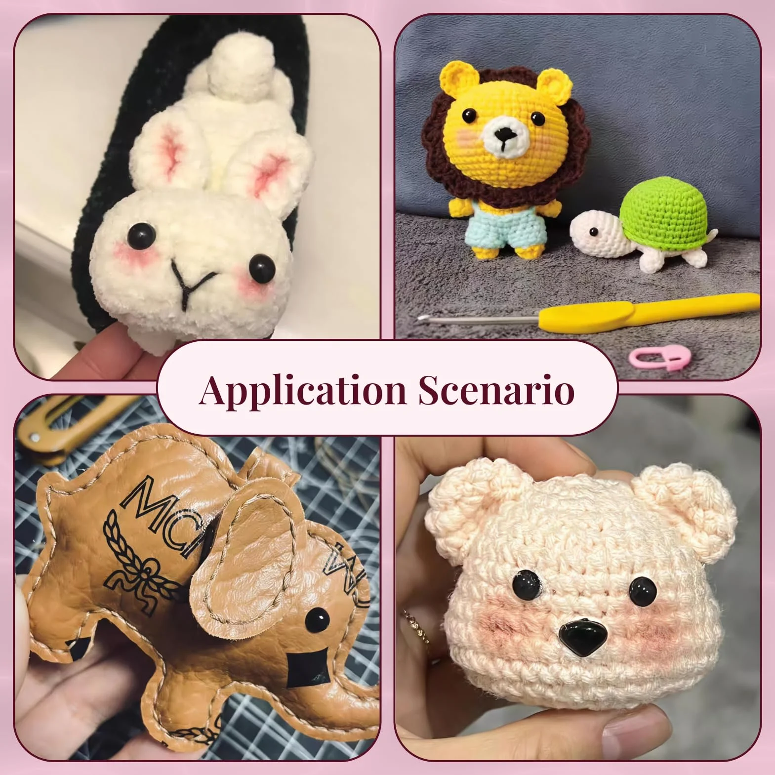 200 pezzi occhi di sicurezza 8 mm con rondelle per amigurumi, pupazzi, bambole e progetti fai-da-te, occhi plastica neri, accessori uncinetto, cucito, feltro, bricolage e artigianato creativo