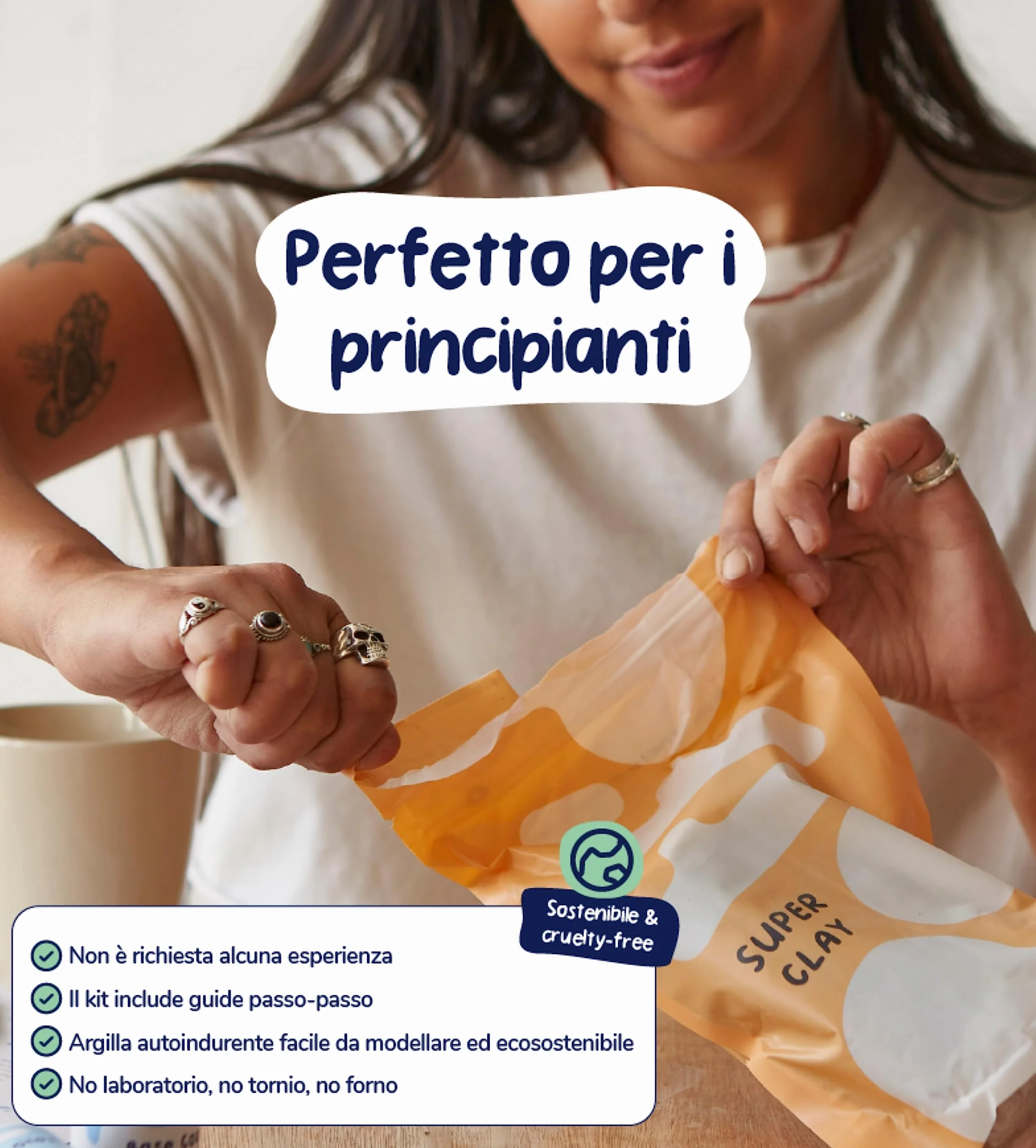 Pott'd Kit di Argilla senza cottura per Principianti. Kit fai da te creativo adulti comprendente argilla senza cottura, attrezzi, colori, pennelli, smalto e istruzioni passo-passo