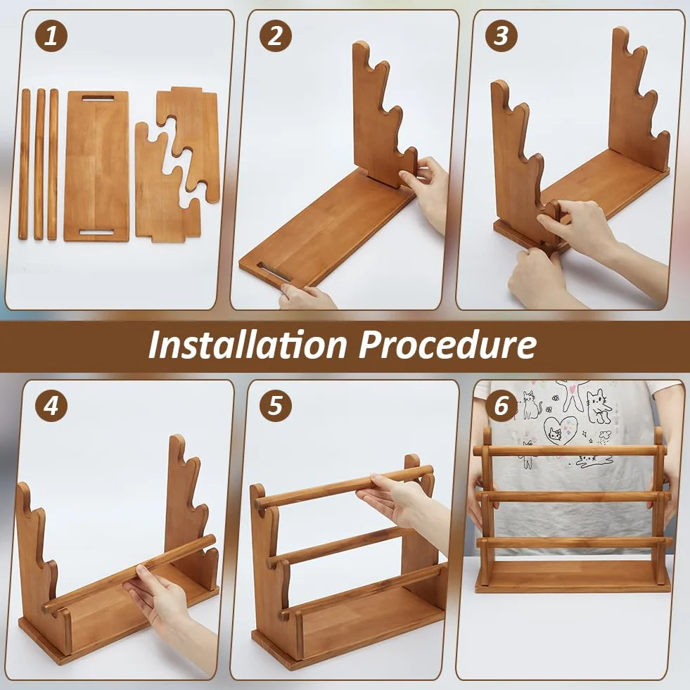 FINGERINSPIRE 3 Livelli Porta Braccialetti in Legno Peruviano Espositore per Braccialetti
