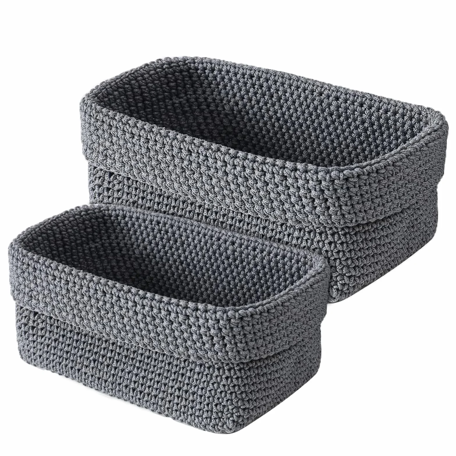Cestini Portaoggetti Intrecciati a Mano, Piccolo Cesto Porta Oggetti per Camera da Letto, Bagno, Cucina (Grigio)