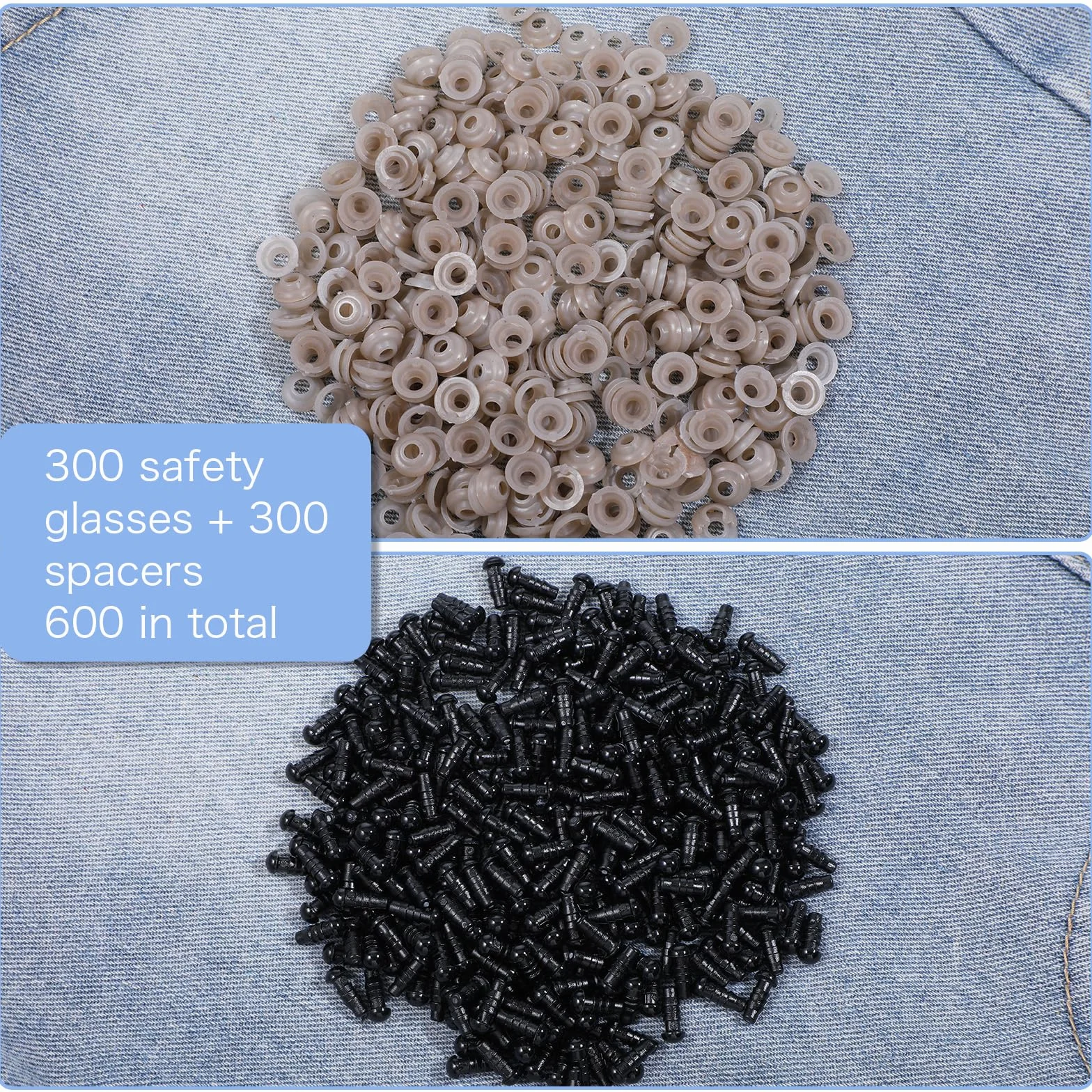 600 occhi di sicurezza da 5 mm per amigurumi, occhi e rondelle di sicurezza in plastica nera, occhi di sicurezza per amigurumi, occhi all'uncinetto per animali di peluche