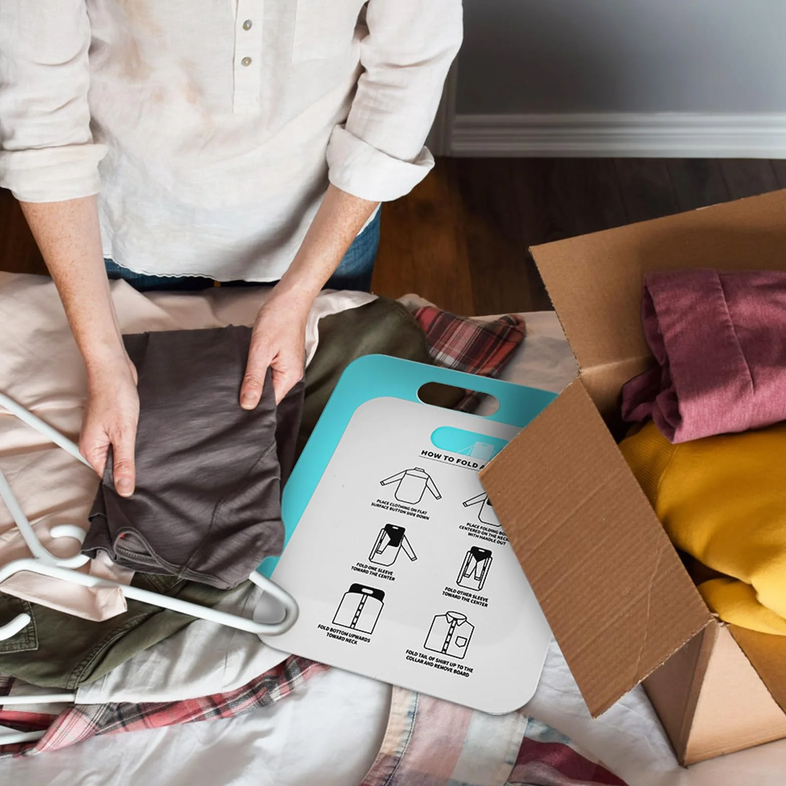 Set 2 Pezzi Tavola Pieghevole per Vestiti per Adulti, Strumento per Piegare Magliette e Camicie, Cartella per Abbigliamento Design Pratico, Uso Domestico per Armadi