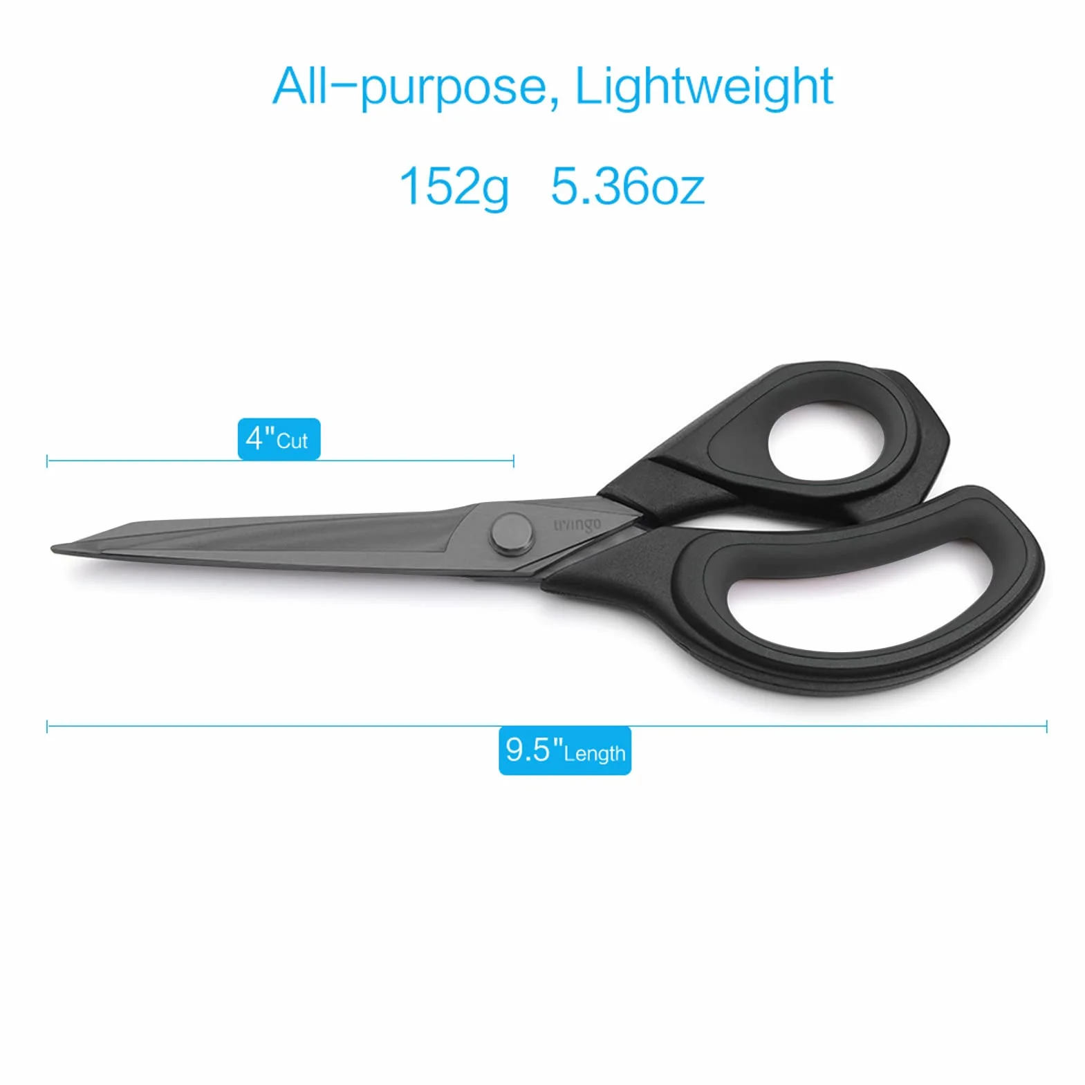 LIVINGO 24 cm scharfe Stoffschere, Allzweckschere, strapazierfähig, Titanbeschichtet, Tailor Dressmaking Sewing Shears Comfort for Cutting Leather, Crafting Home Office Use, Black