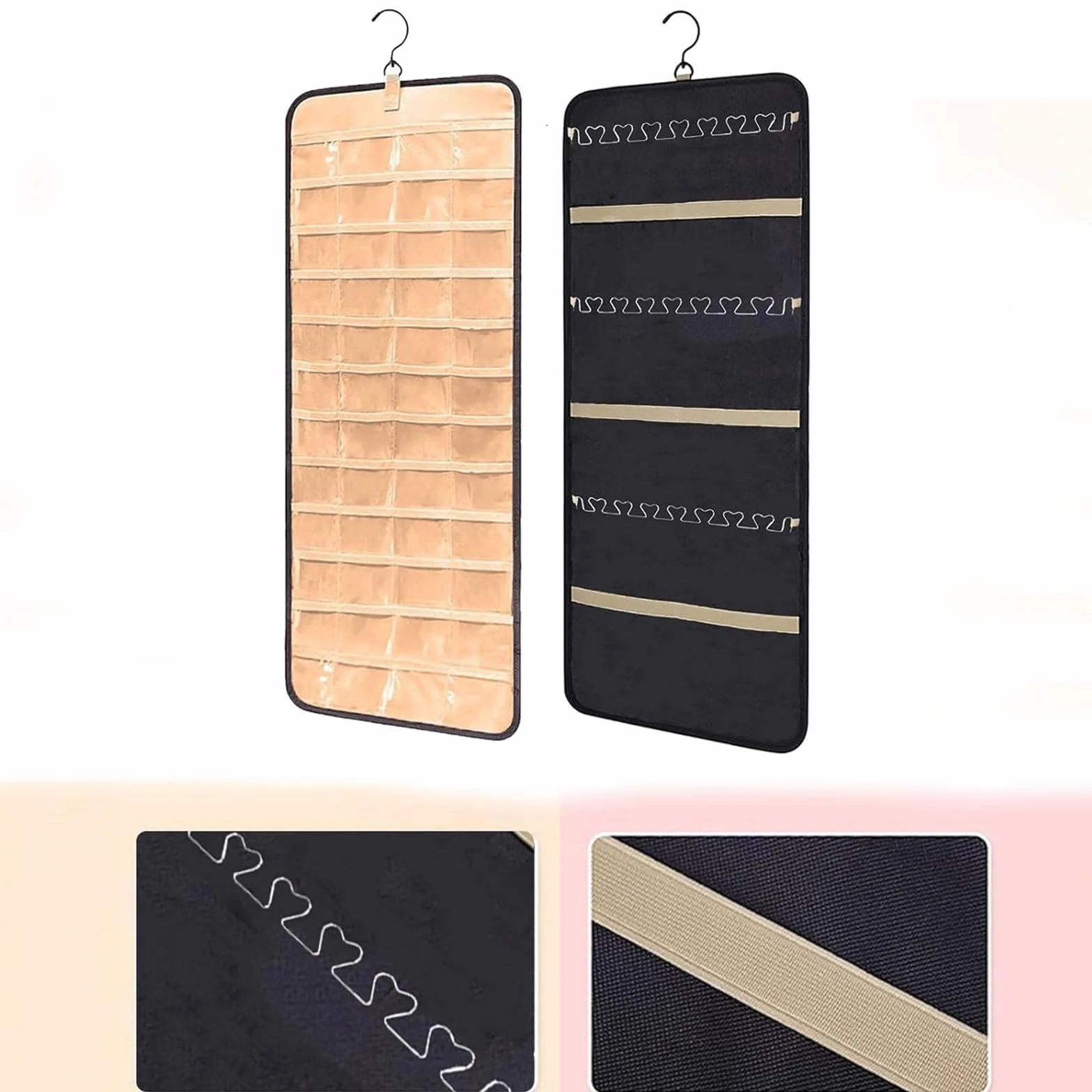 Porta Gioielli da Appendere Bifacciale, Organizzatore da Parete per Orecchini, Collane, Anelli, Bracciali