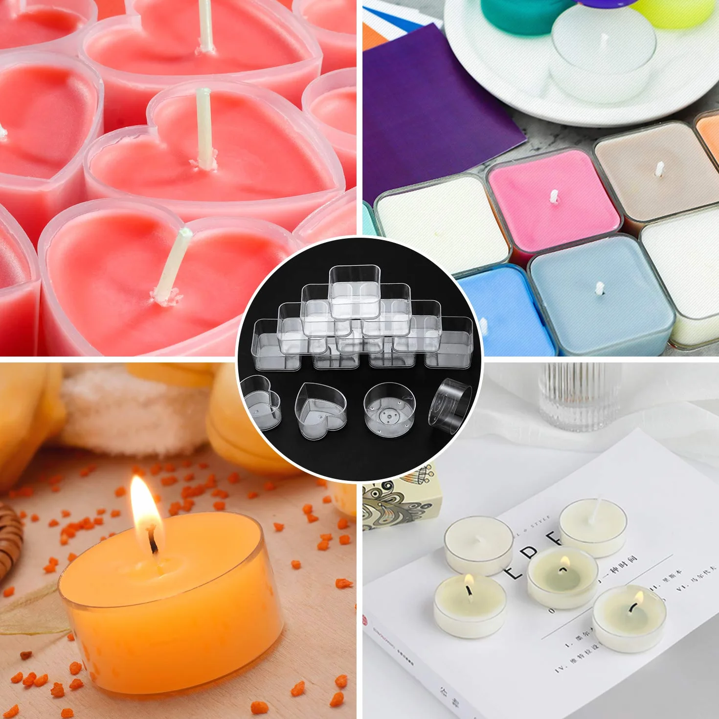 30 Pezzi Portacandele in Trasparente e 100 Pezzi Stoppini per Candela, Plastica Tealight Tazze Titolari, Porta Candele Lattine Scatole Vasetti per Fai da Te Candele