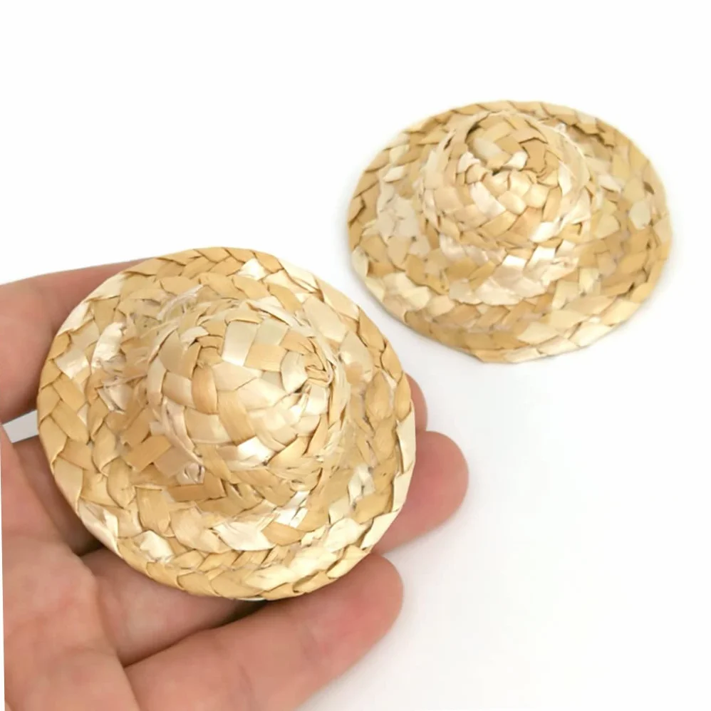 NIDONE Cappello di paglia per bambole 1:12 Mini cappello di paglia lavorato a maglia Accessori per casa delle bambole DIY Crafts Supplies