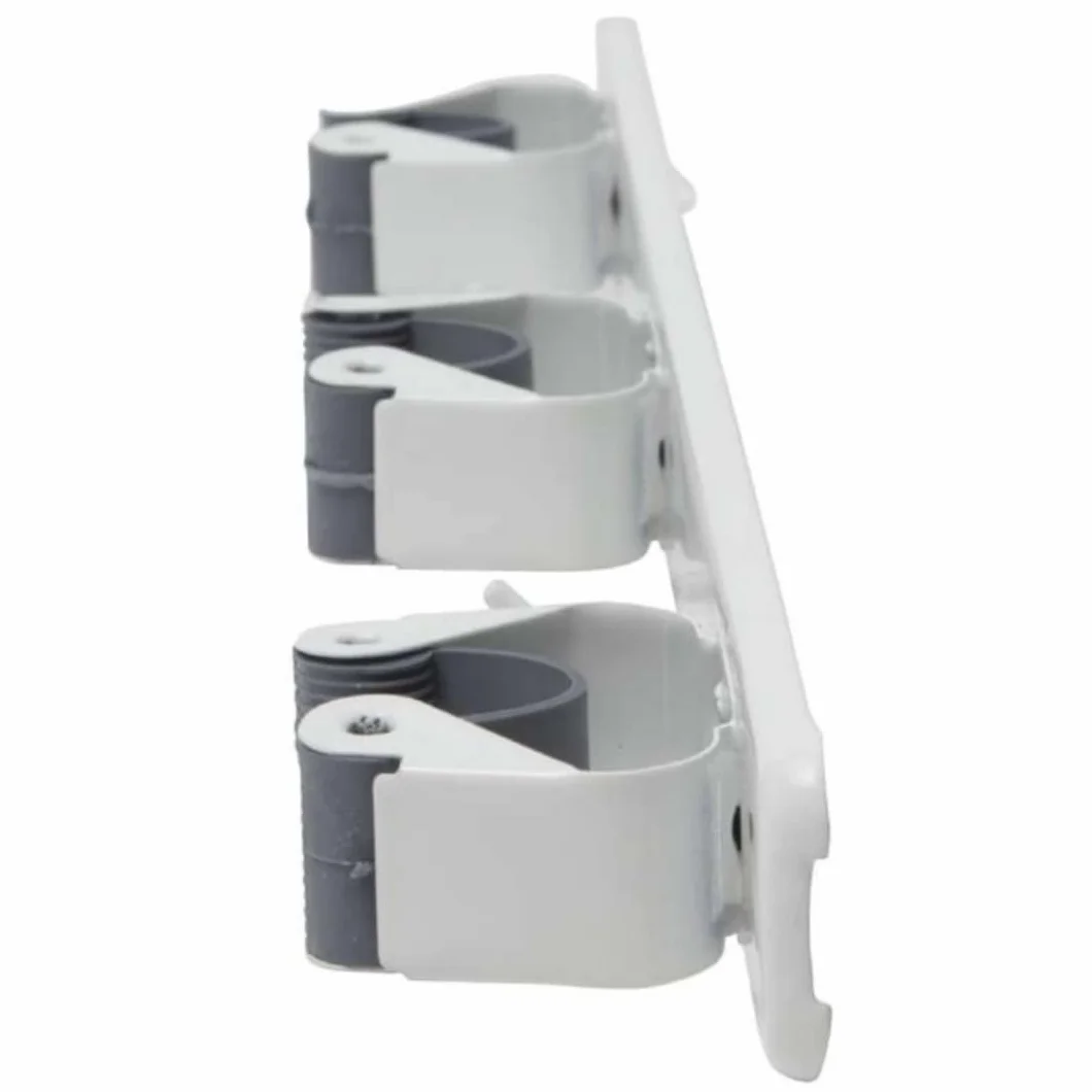 PARENCE.- Supporto da parete a triplo avvitabile per scopa e accessori - Gancio per scopa 3 supporti + 2 ganci - 37cm