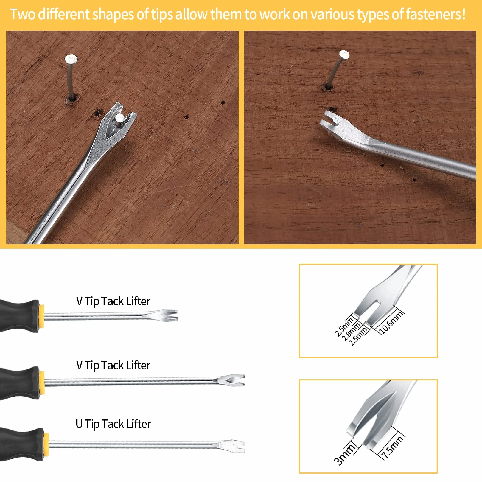 3 Pezzi Kit Rimozione di Graffette per Tappezzeria con Estrattore, Rimuovi Levapunti Graffette, Rimozione Clip Pinza, Rivetti Clip Pinze Fastener Remover Puller Pinza Tool Kit, Manico in Gomma