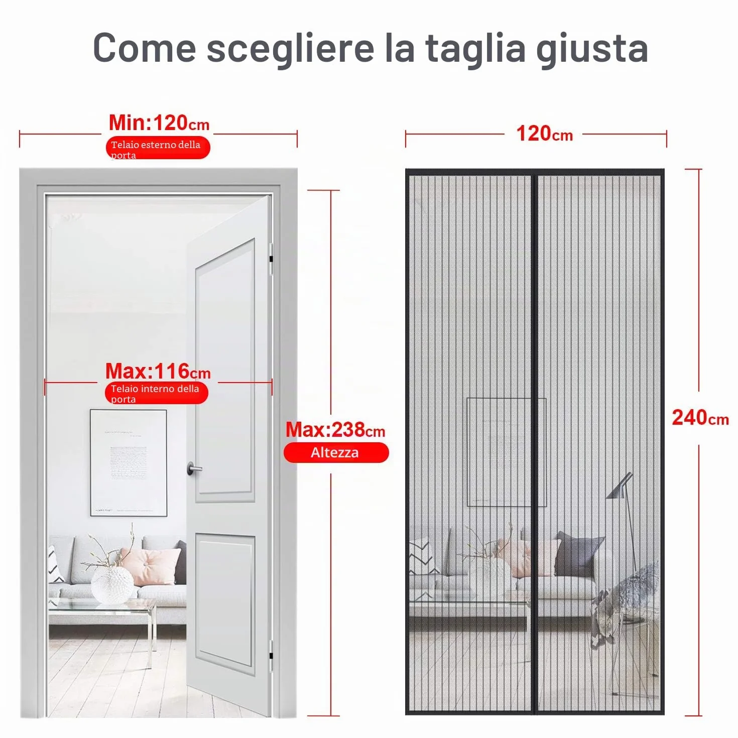 MYCARBON Zanzariera Magnetica 120x240cm Zanzariera Porta Finestra a Calamita Resistente Traspirante Tenda Anti Mosche, Nero