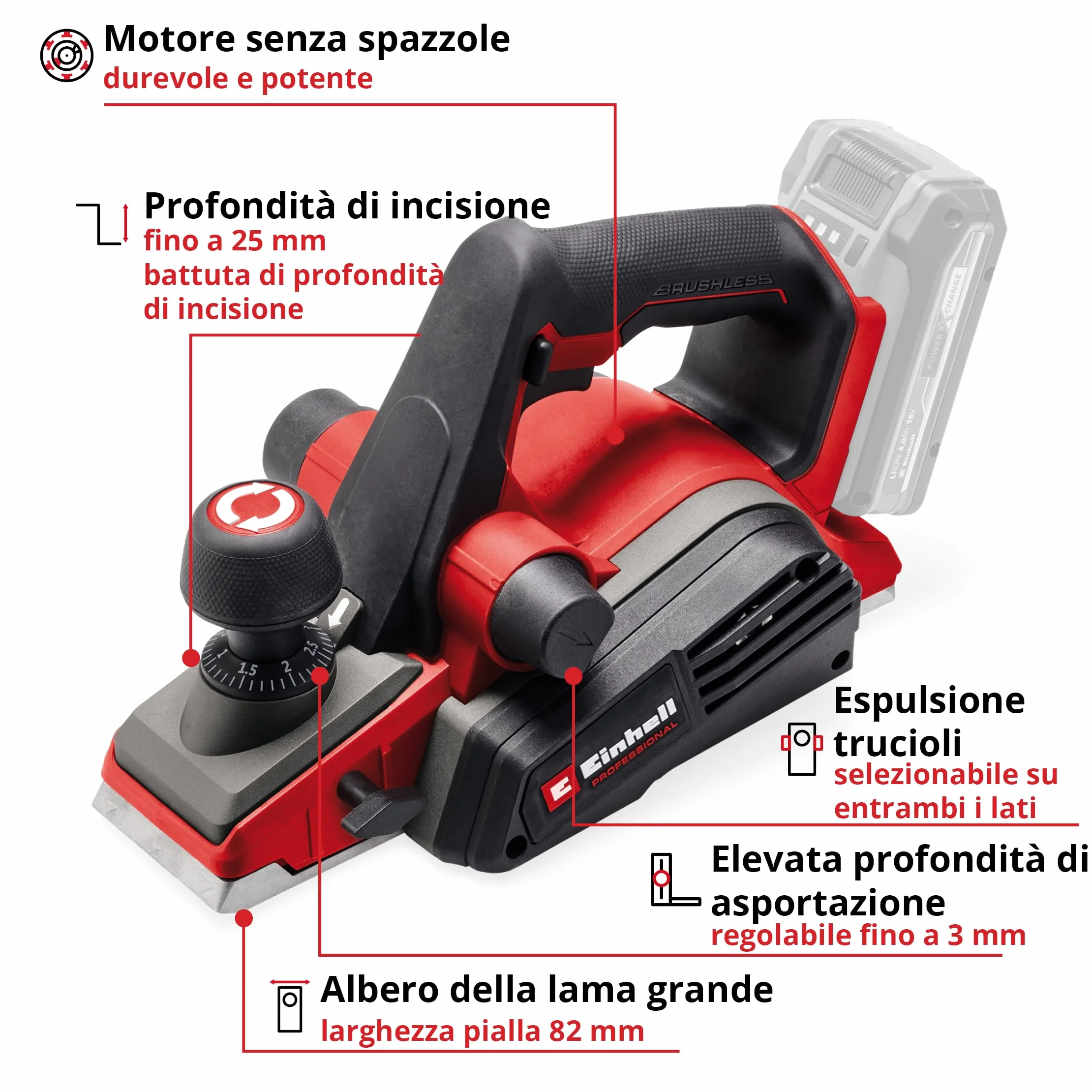 Einhell Professional Pialla manuale TP-PL 18/3 Li BL - Solo Power X-Change (18 V, Brushless, circuito oscillante da 82 mm, disco abrasivo da 3 mm, albero lama, pattino, batteria esclusa)