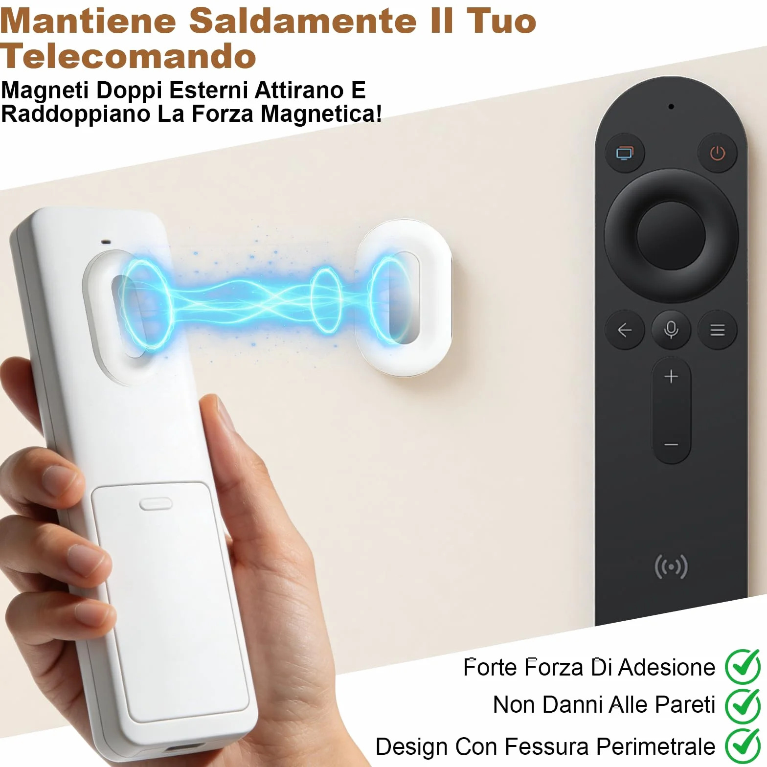 5 Set di Porta Magnetici per Telecomandi - Supporti Telecomando da Muro Adesivi con Doppio Magnete丨 Pratici Accessori per la TV (Bianco)