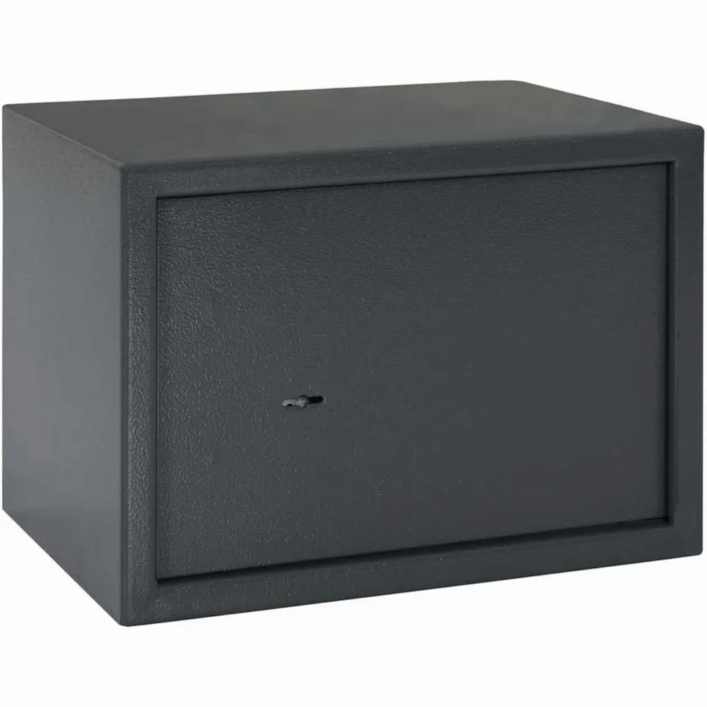 Cassaforte 35 x 25 x 25 cm con serratura, cassetta di sicurezza in acciaio per oggetti di valore, cassaforte per documenti, cassetta di denaro, grigio scuro, per ufficio domestico