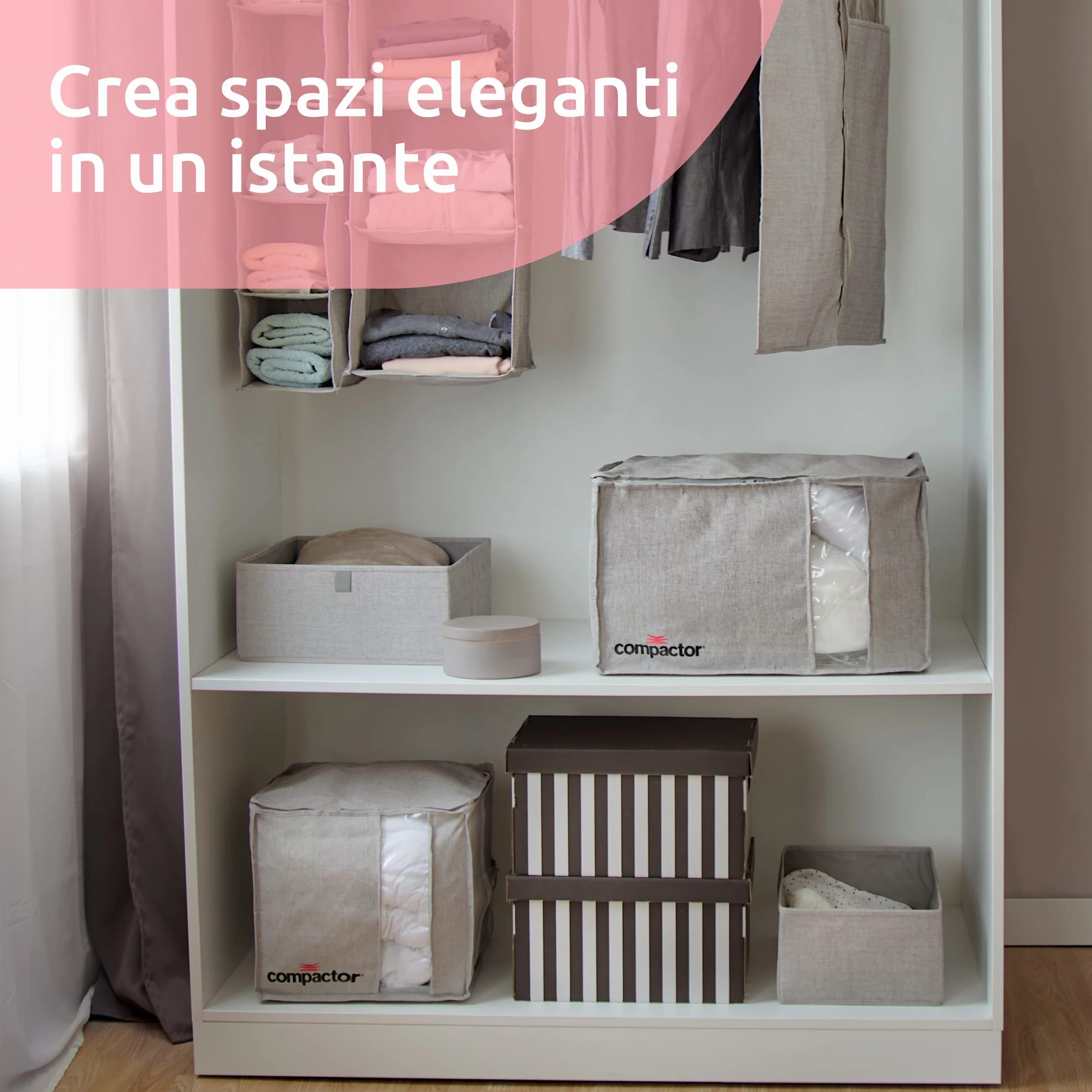 OXFORD Compactor Cesto Organizer XL Tessuto Oxford Cartone Grigio