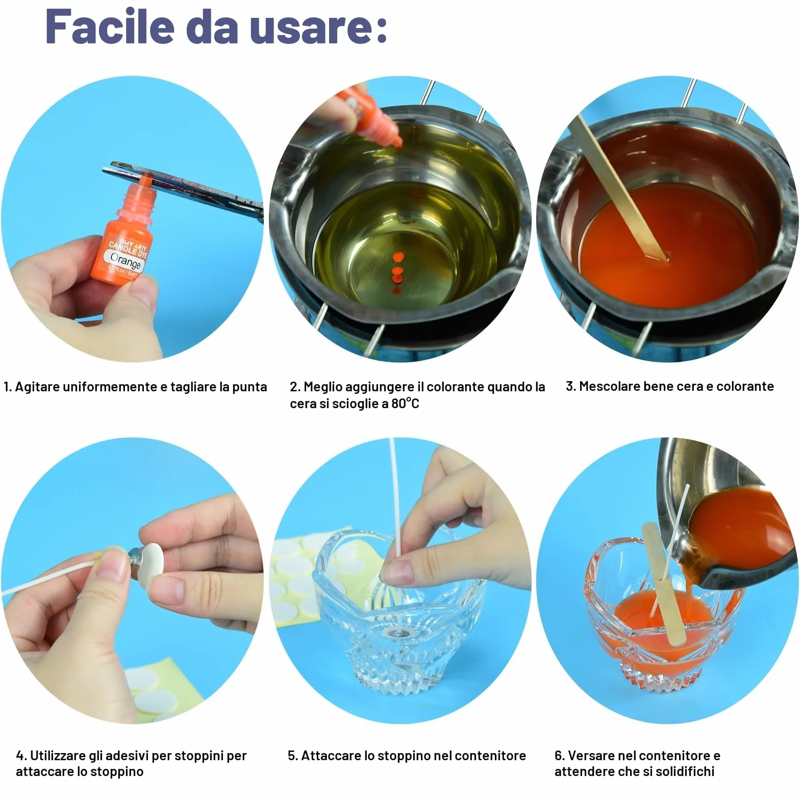 Homy Arty Coloranti per Candele 32 Colori, Fai da Te, Pintura a Base di Olio per Cera, Colorante Liquido Altamente Concentrato