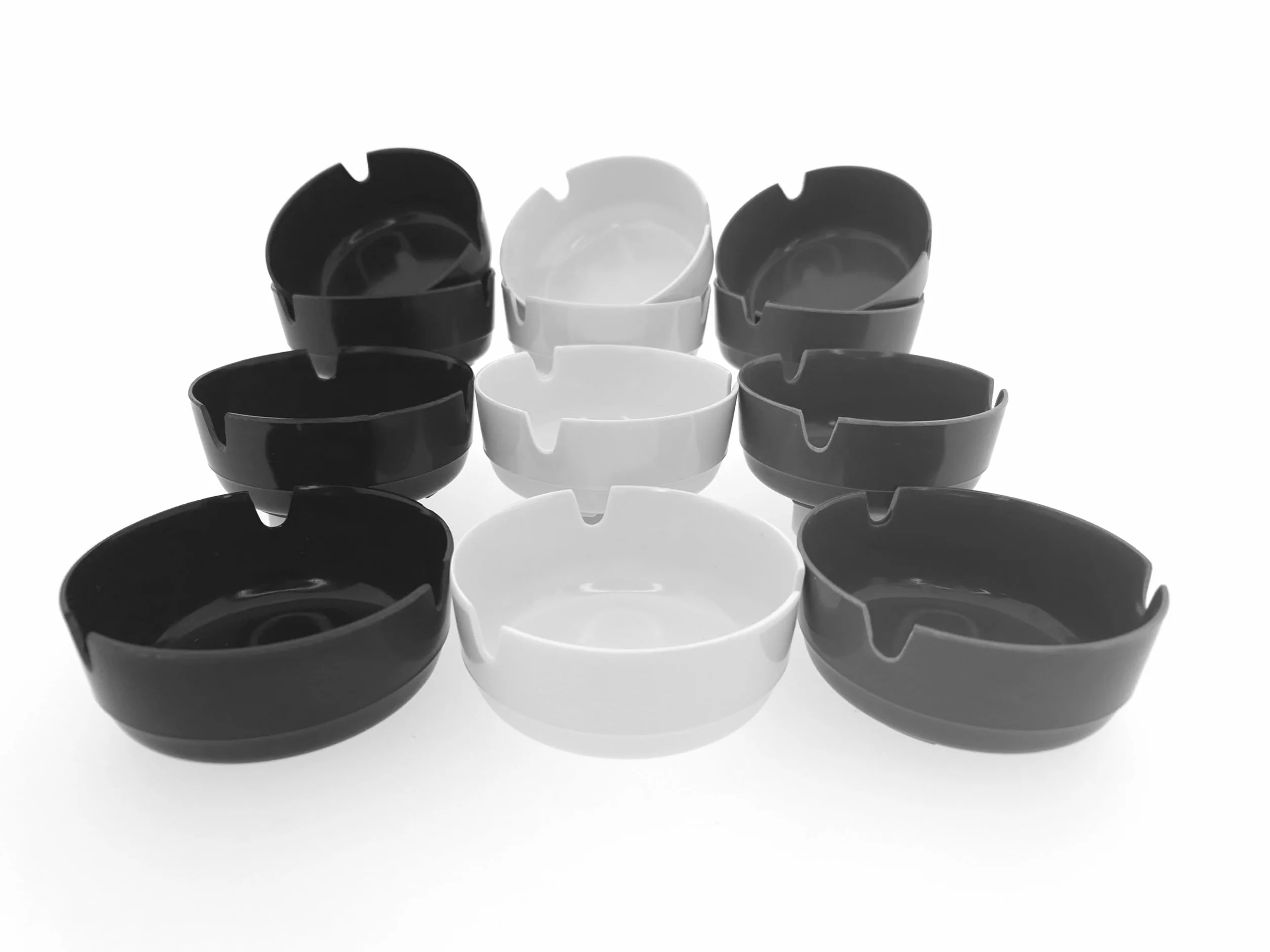Set di 6 o 12 posacenere in melammina rotondo impilabili grigio 12 pezzi