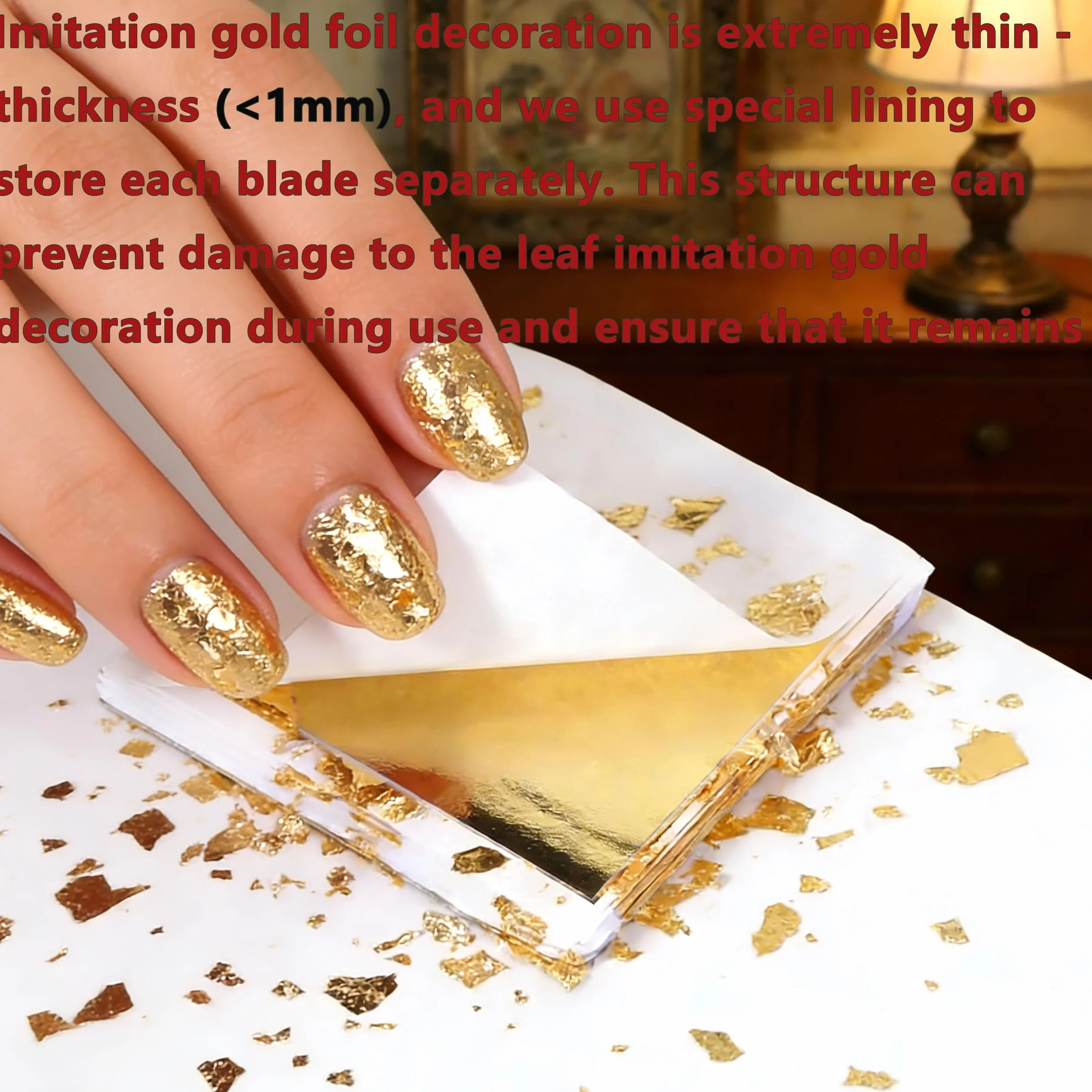 300 Pezzi Fogli di Foglia Oro, Foglia d'oro Lamina 8 x 8,5 cm, Foglie Imitazione Decorazione per Fai da Te, Decorazioni, Unghie,Doratura, Pittura Artistica e Artigianali