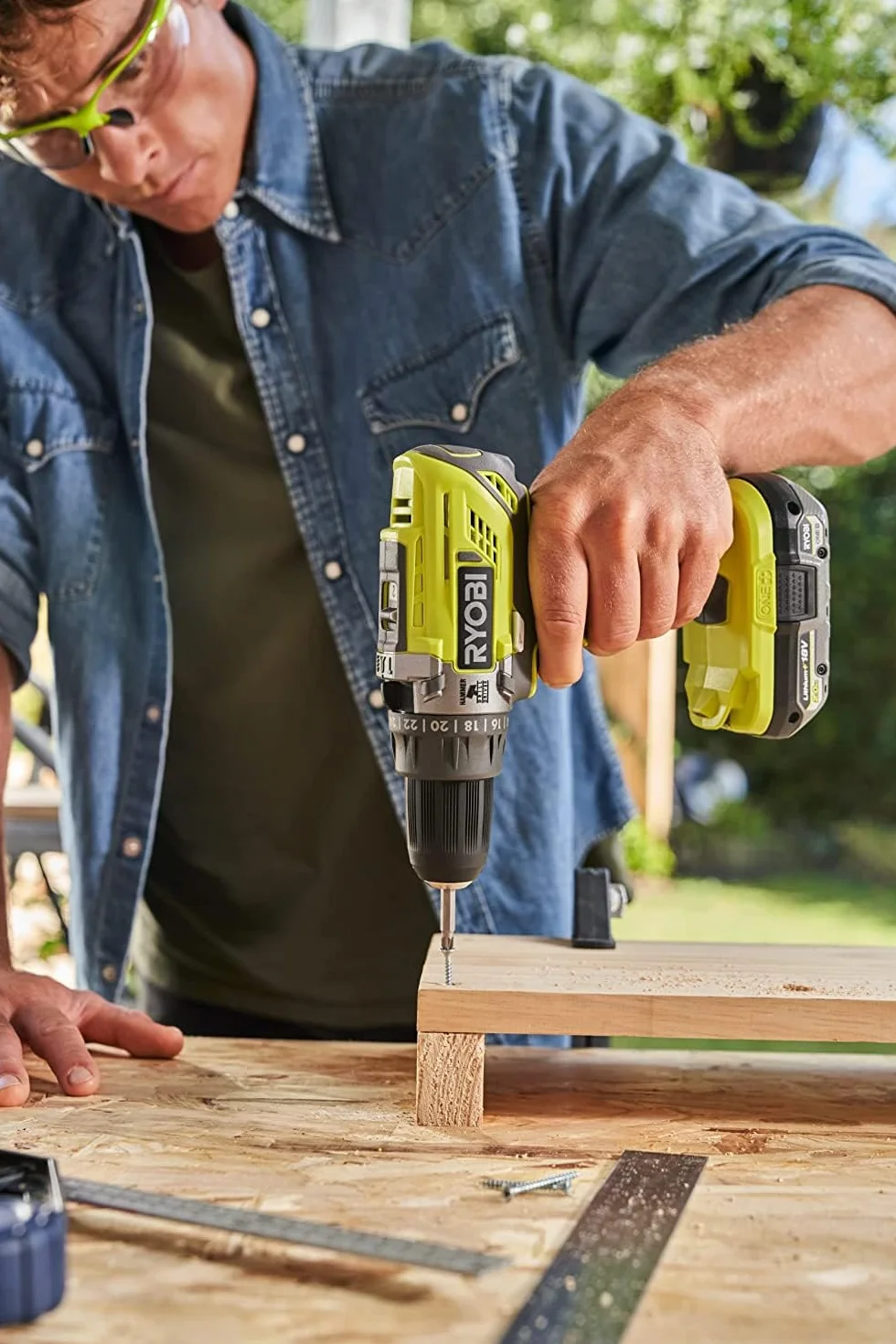 Ryobi R18PD3-0 Trapano Avvitatore a Percussione a Batteria 18V ONE+, Batteria non Inclusa, con Luce LED, 2 Velocità, per Legno, Metallo e Muratura