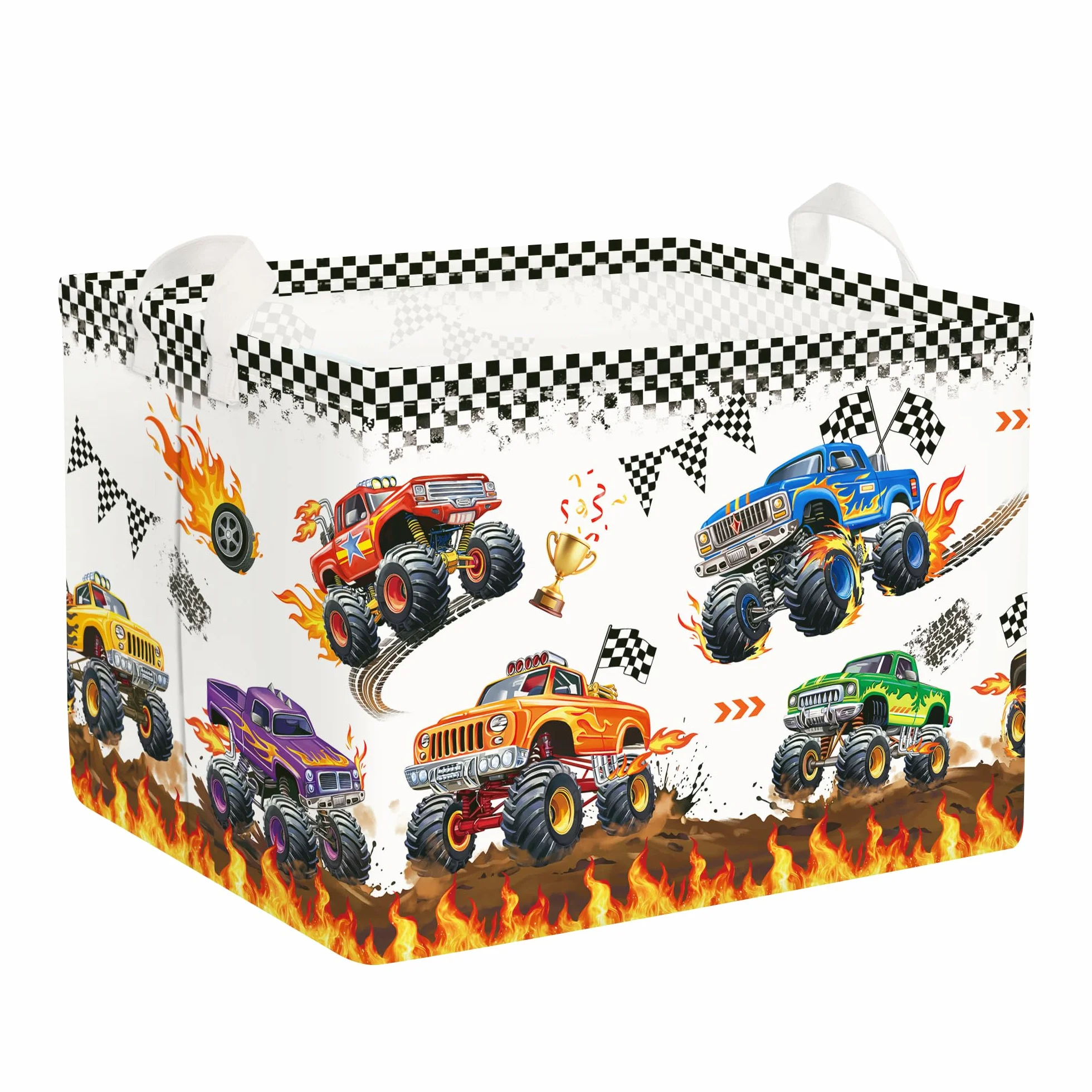Clastyle Cesto Portabiancheria Auto Corsa Cestino Portaoggetti Impermeabile Cesta Biancheria Genitori per Organizzare Giocattoli Vestiti, Camion, 40x30x30 cm