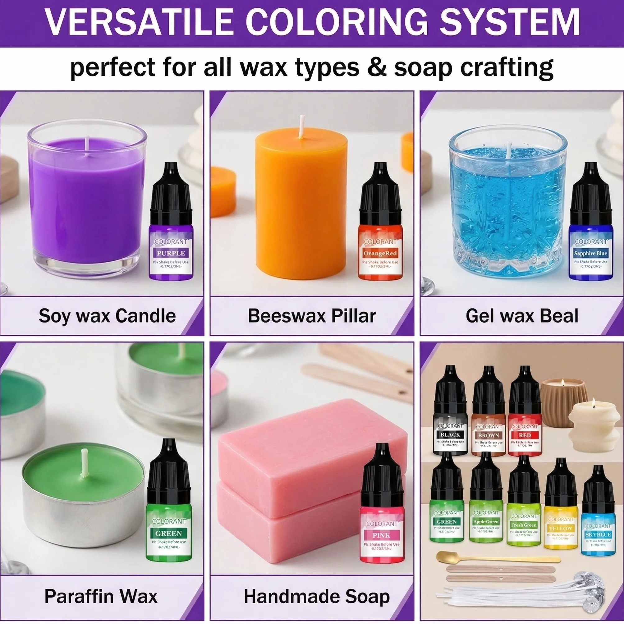 12 pezzi Candele Coloranti Coloranti per Cera di Candela Pigmenti colorati per polvere da colata Altamente Concentrato Coloranti per Cera per Candele Fai da Te per la produzione tintura