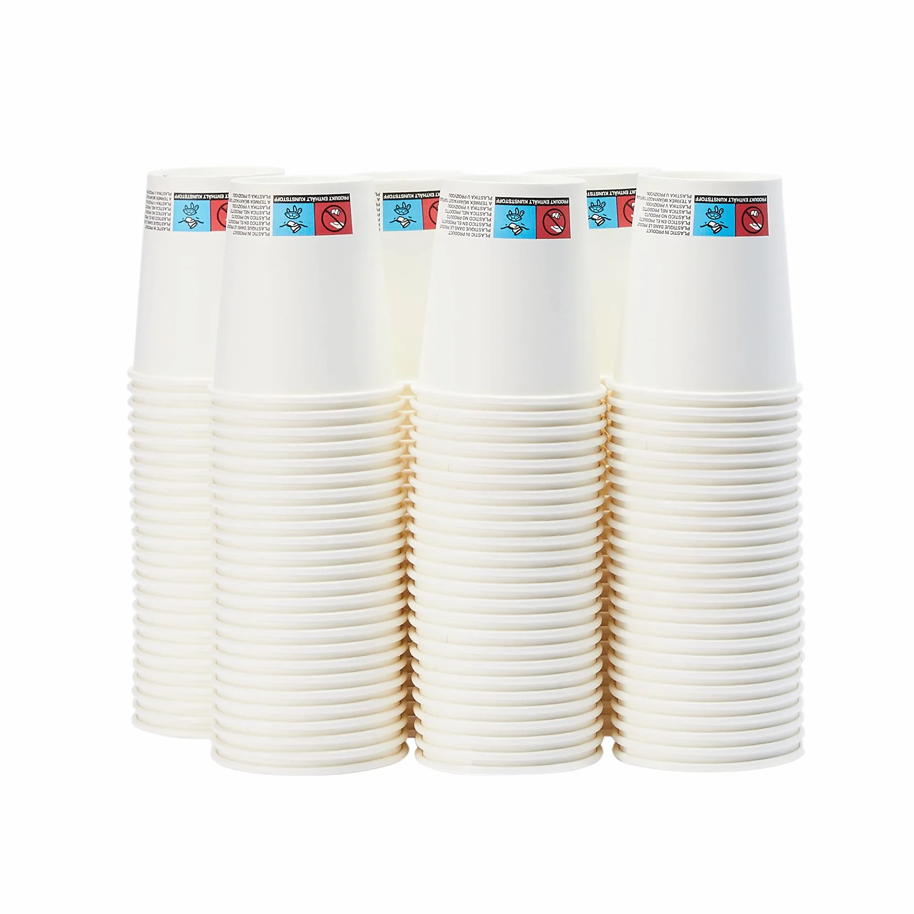 Amazon Basics Bicchieri di carta per bevande calde, polietilene, 207 ml, confezione da 150, Bianco