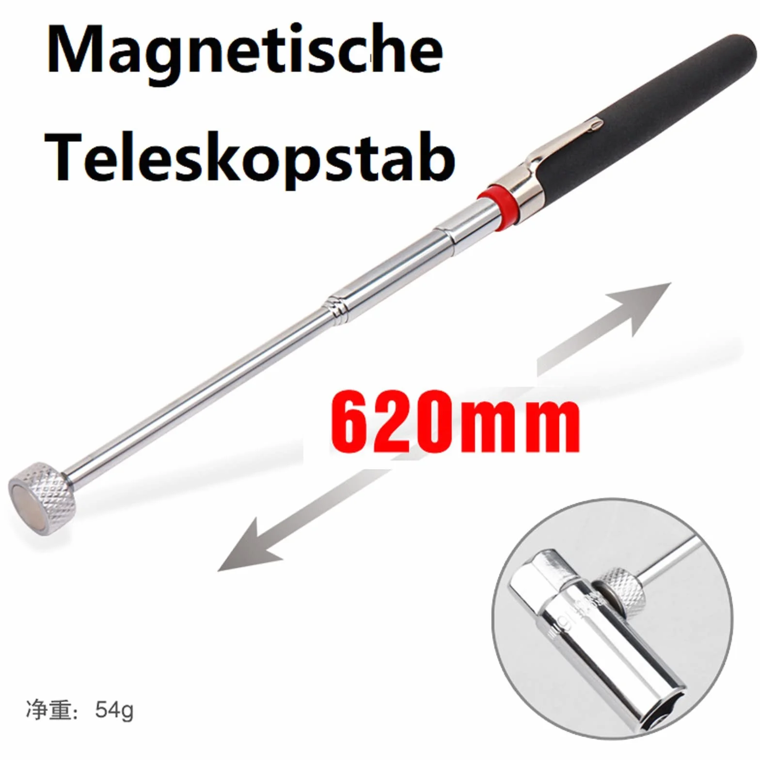 Penna Telescopica Magnetica,Telescopica Portatile e Magnetica,Strumento Magnetico per Pickup,Magnetico Pick-Up Grabber Strumento con Clip da Tasca Stile Penna per Trovare Chiavi, Monete, Viti
