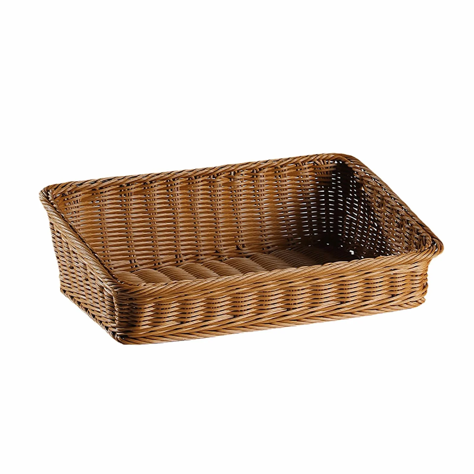 Cesto portaoggetti in rattan, 40 x 30 x 12 cm, rettangolare, in rattan, per conservare frutta e pane, cestino da bagno, articoli da cucina e decorazioni