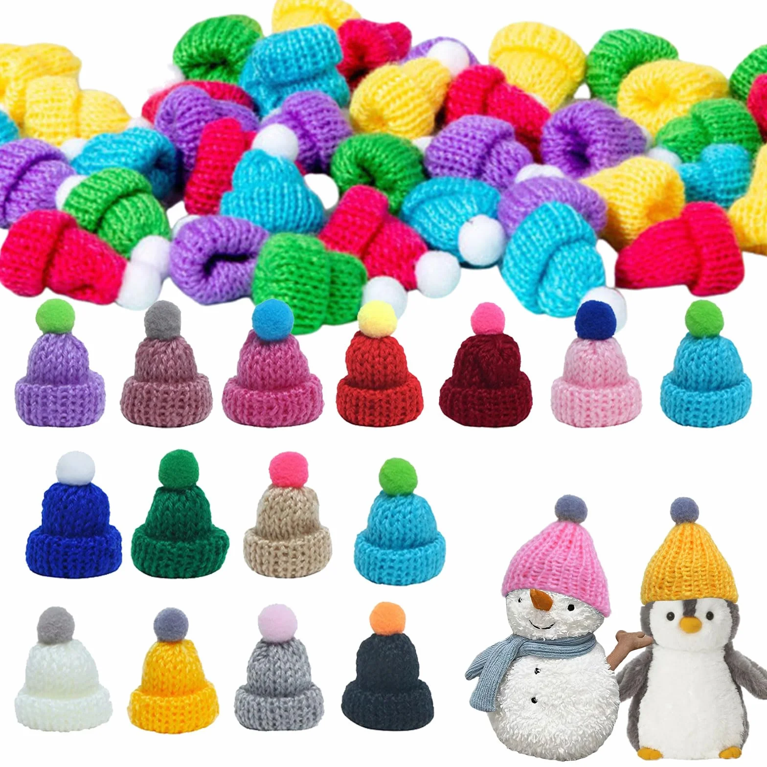 Niaciswe Mine Cappello di Lana per Bambole 60 Pezzi Mine Berretti da Fai da Te Lavorati a Maglia