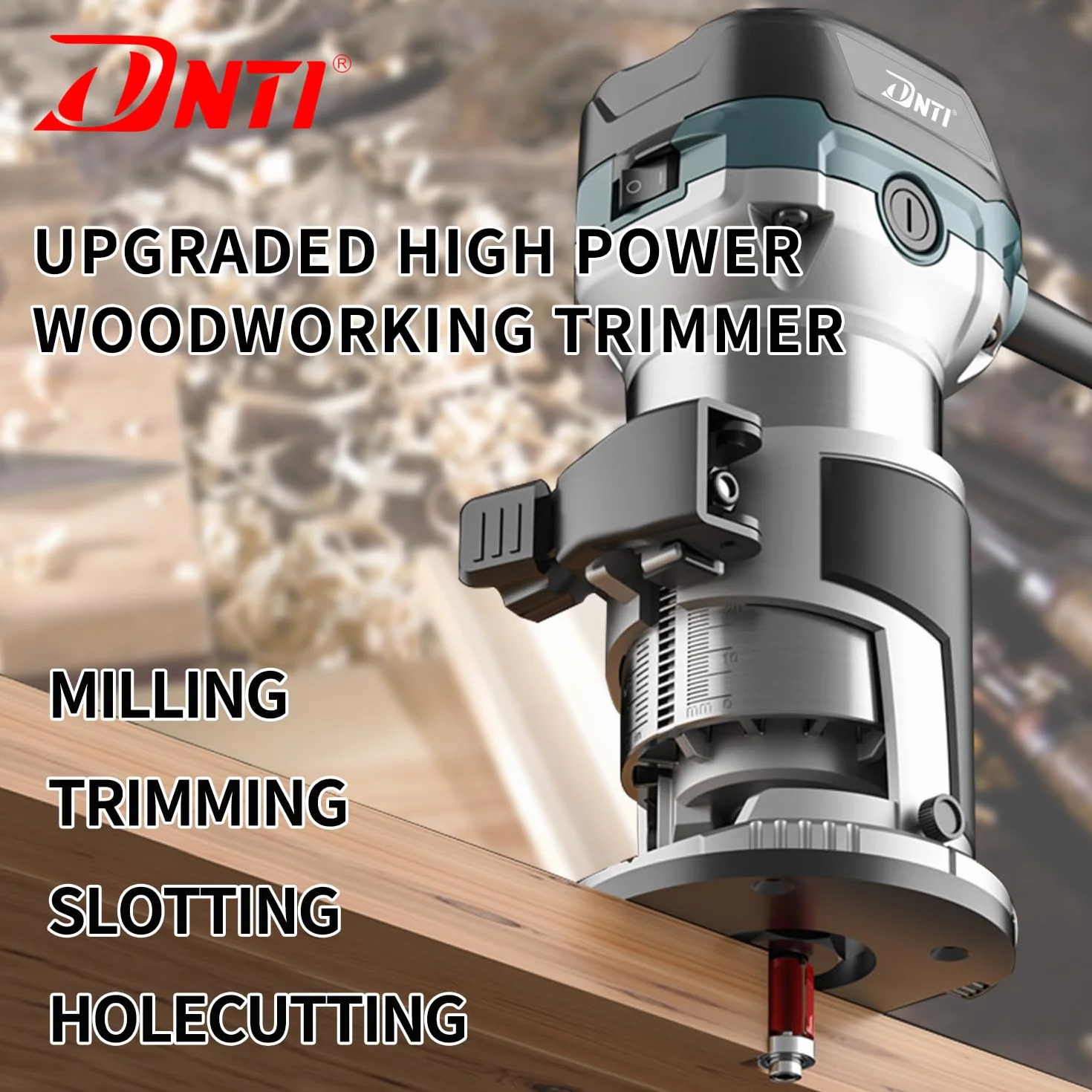 Fresatrice Rifilatore,DNTI Router di legno elettrico 710W 10000-30000 giri/min,6 velocità variabili,2 pinze da 6 mm e 8mm, laminatore professionale con accessori,Base fissa