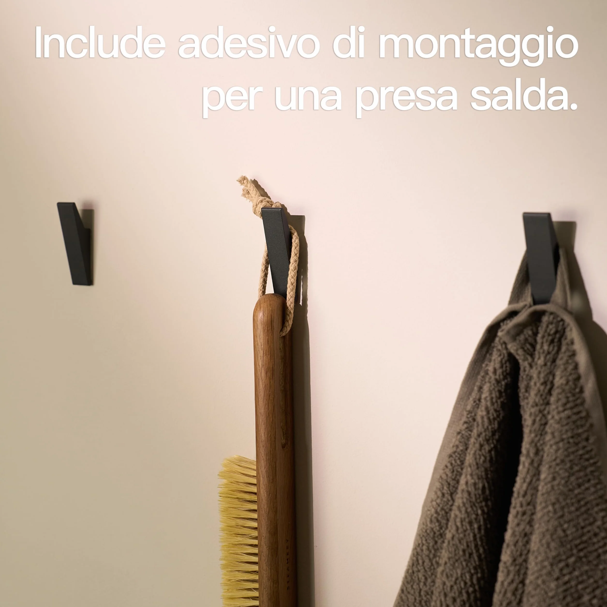 Ganci adesivi forte Design Amburgo 4 Pezzi Porta asciugamani bagno nero