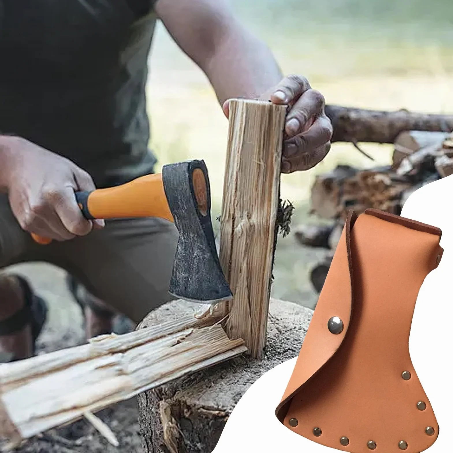 Porta martello in pelle, robusta fondina per ascia e ascia con passante per cintura, supporto ampliato per martello e accetta, con forte capacità di peso per la gestione degli utensili