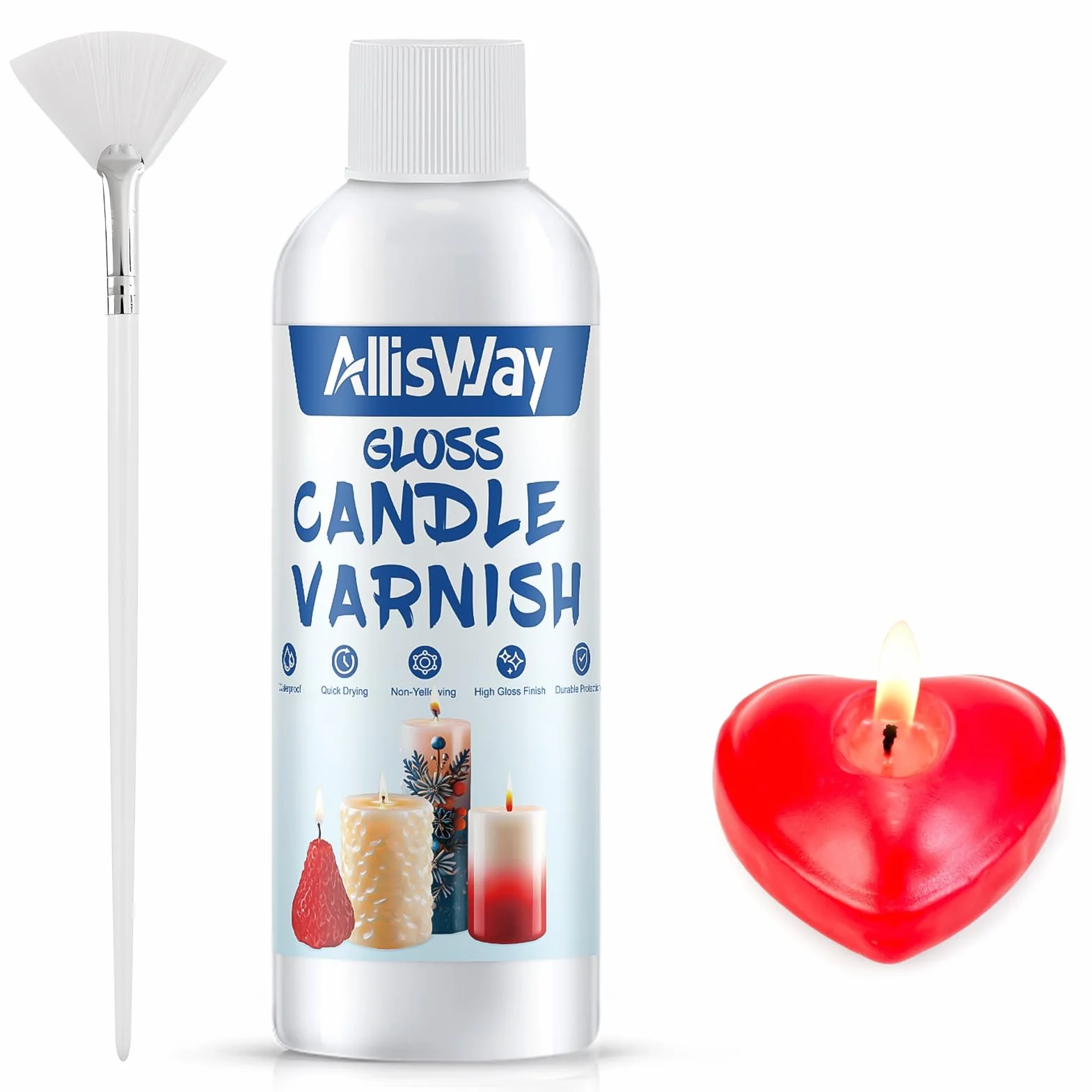 Vernice lucida per candele, Vernice Finale Lucida, Candele Vernice con Pennello High Gloss, Impermeabile, Fissaggio Del Colore, 200ml